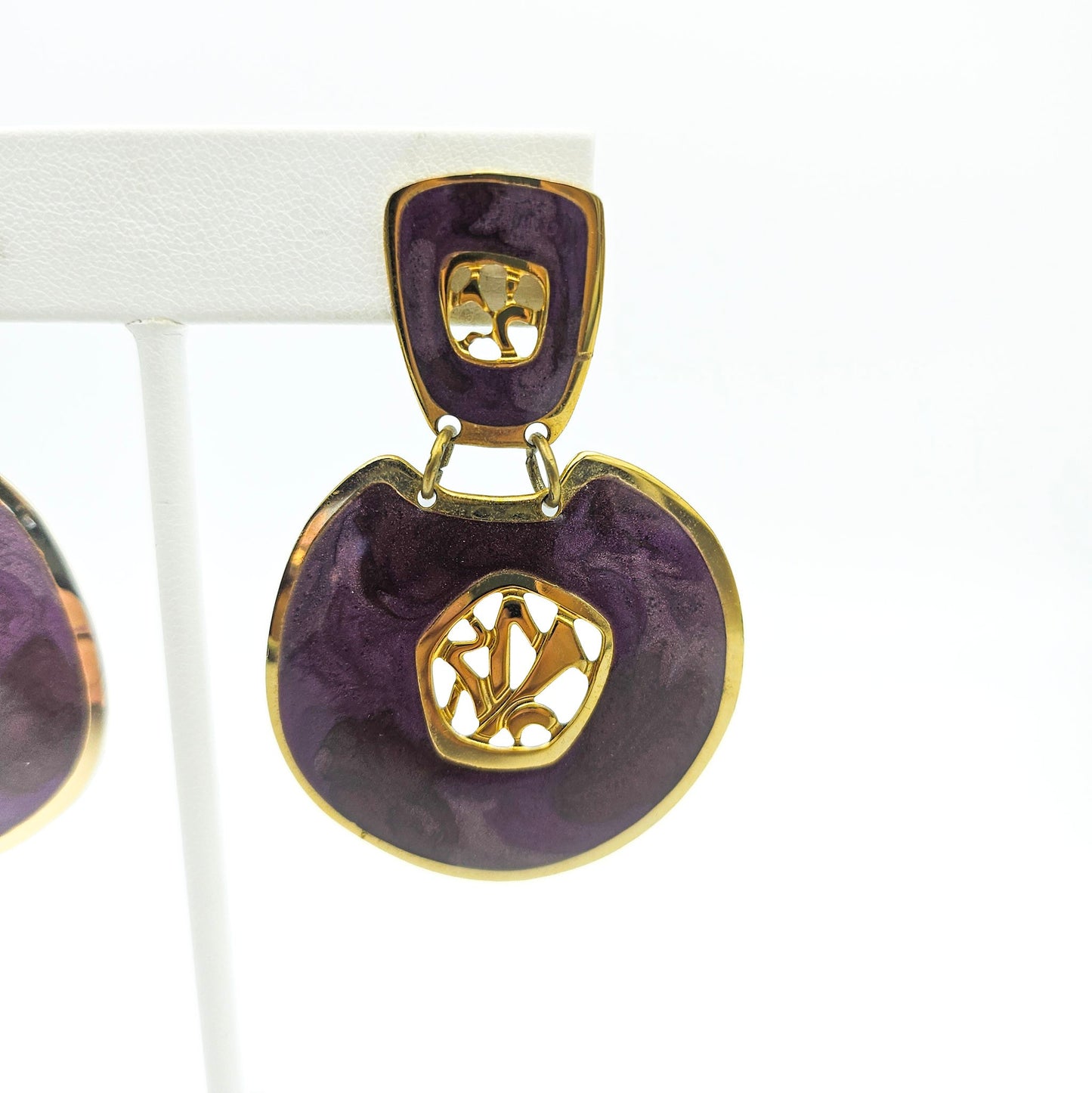 Signed Edgar Berebi Purple Dangle Earrings | Postmodern Designer Jewelry