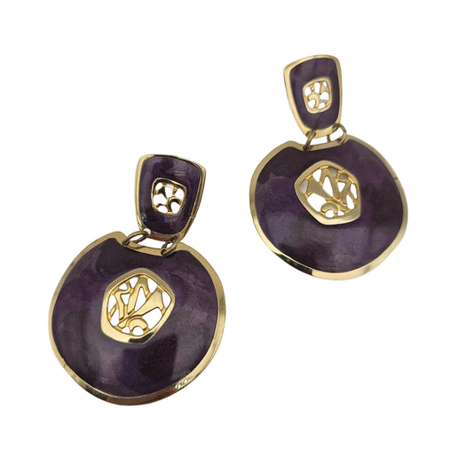 Signed Edgar Berebi Purple Dangle Earrings | Postmodern Designer Jewelry