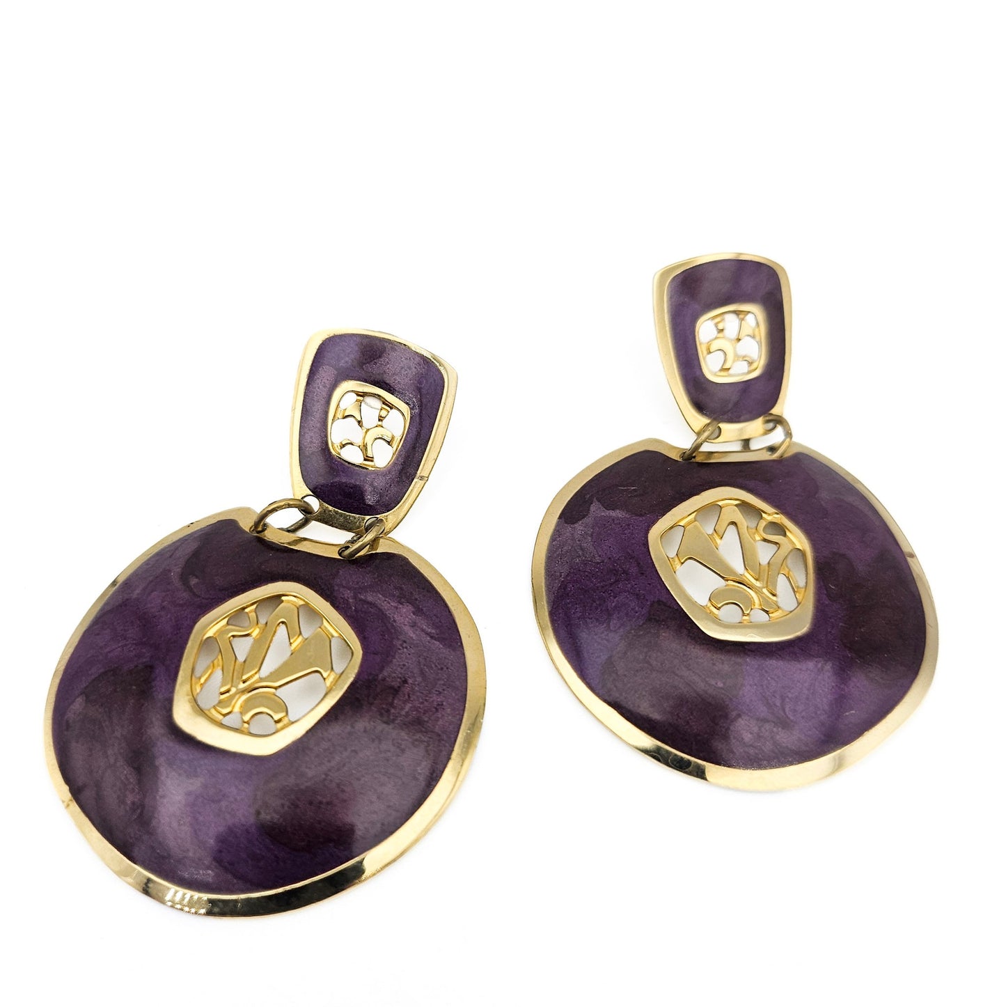 Signed Edgar Berebi Purple Dangle Earrings | Postmodern Designer Jewelry