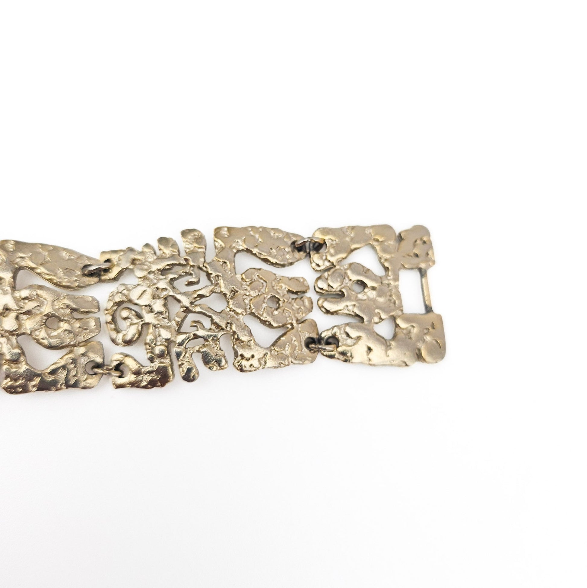 Vintage Brutalist Silver-Tone Bracelet - bracelet detail