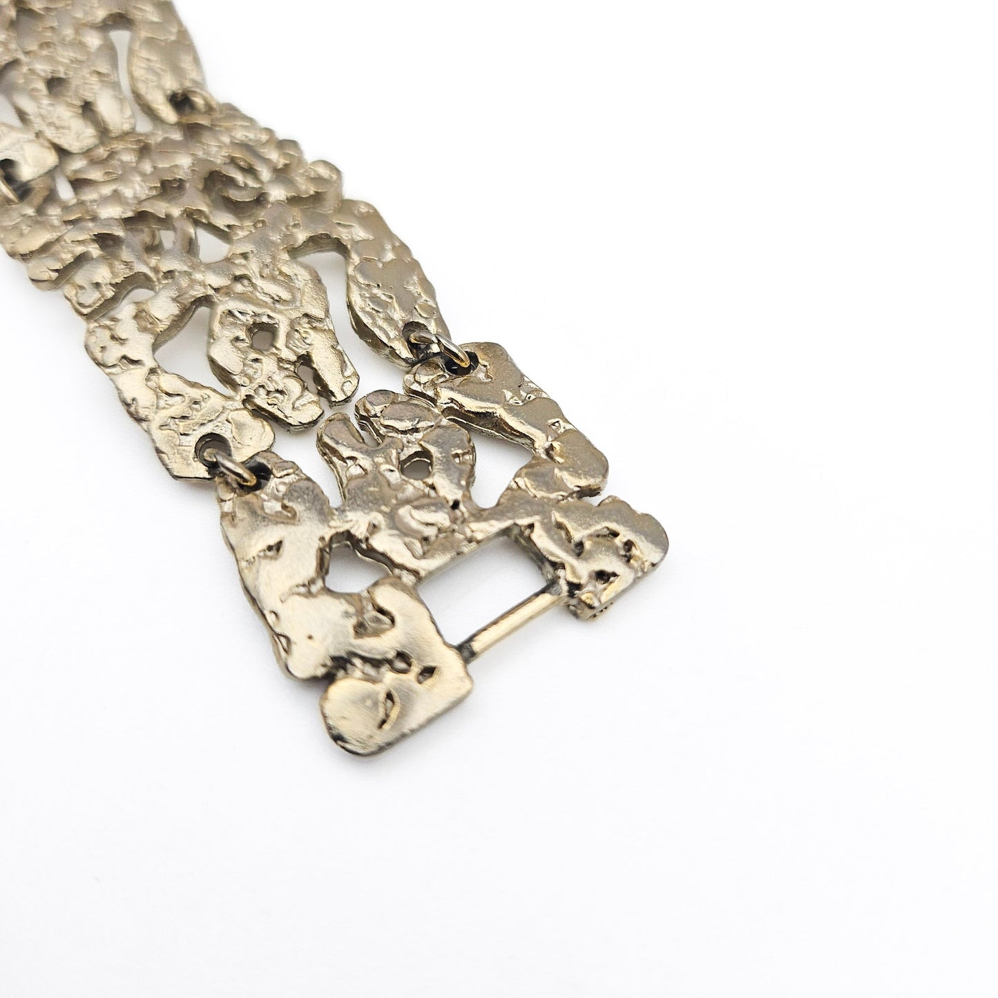 Vintage Brutalist Silver-Tone Bracelet - bracelet detail