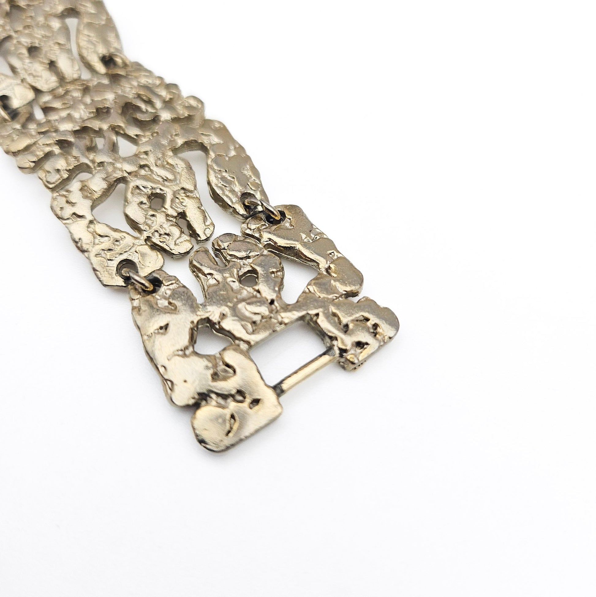 Vintage Brutalist Silver-Tone Bracelet - bracelet detail