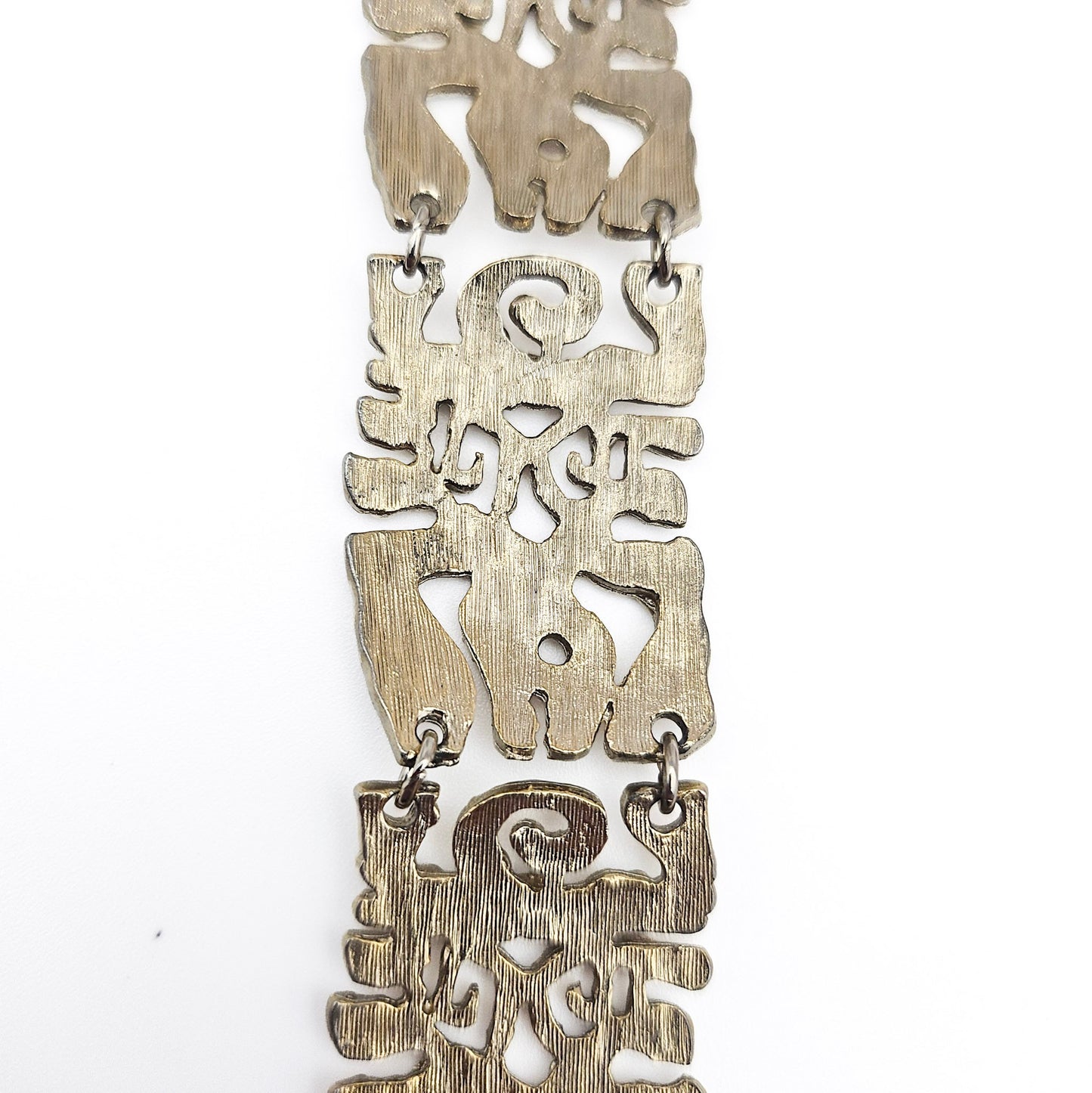 Vintage Brutalist Silver-Tone Bracelet - bracelet detail