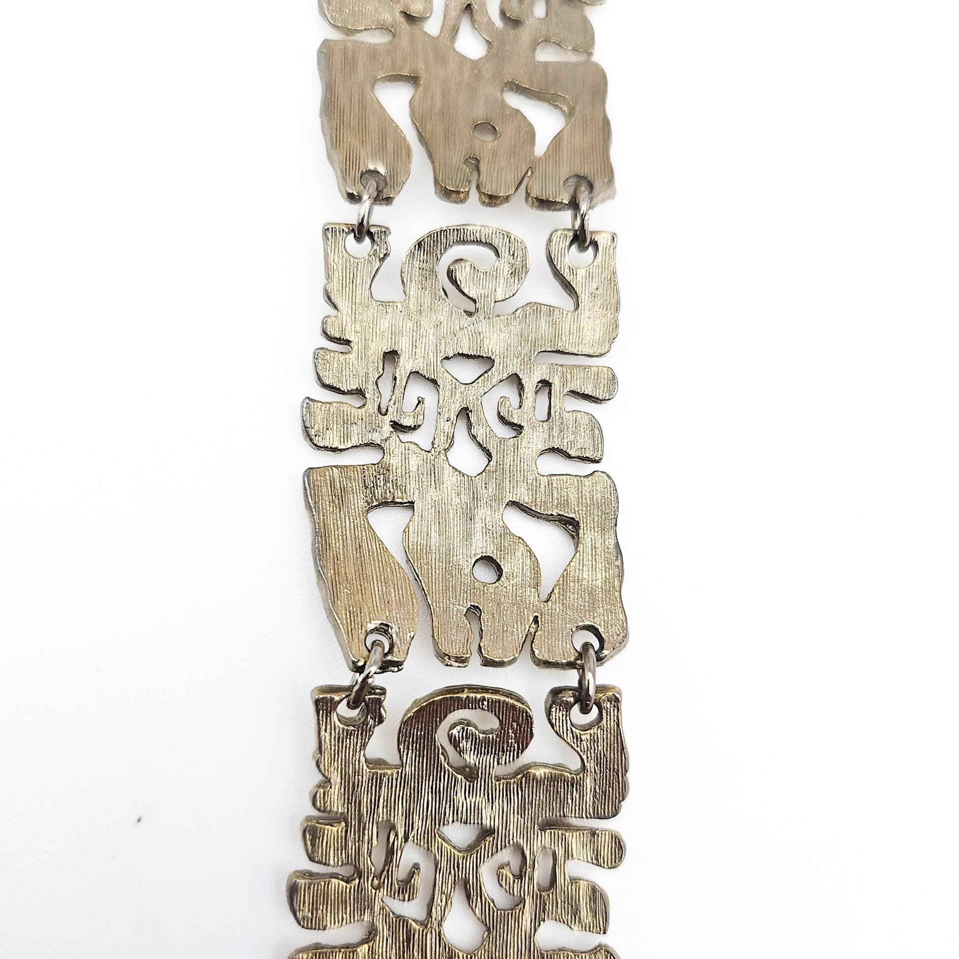 Vintage Brutalist Silver-Tone Bracelet - bracelet detail