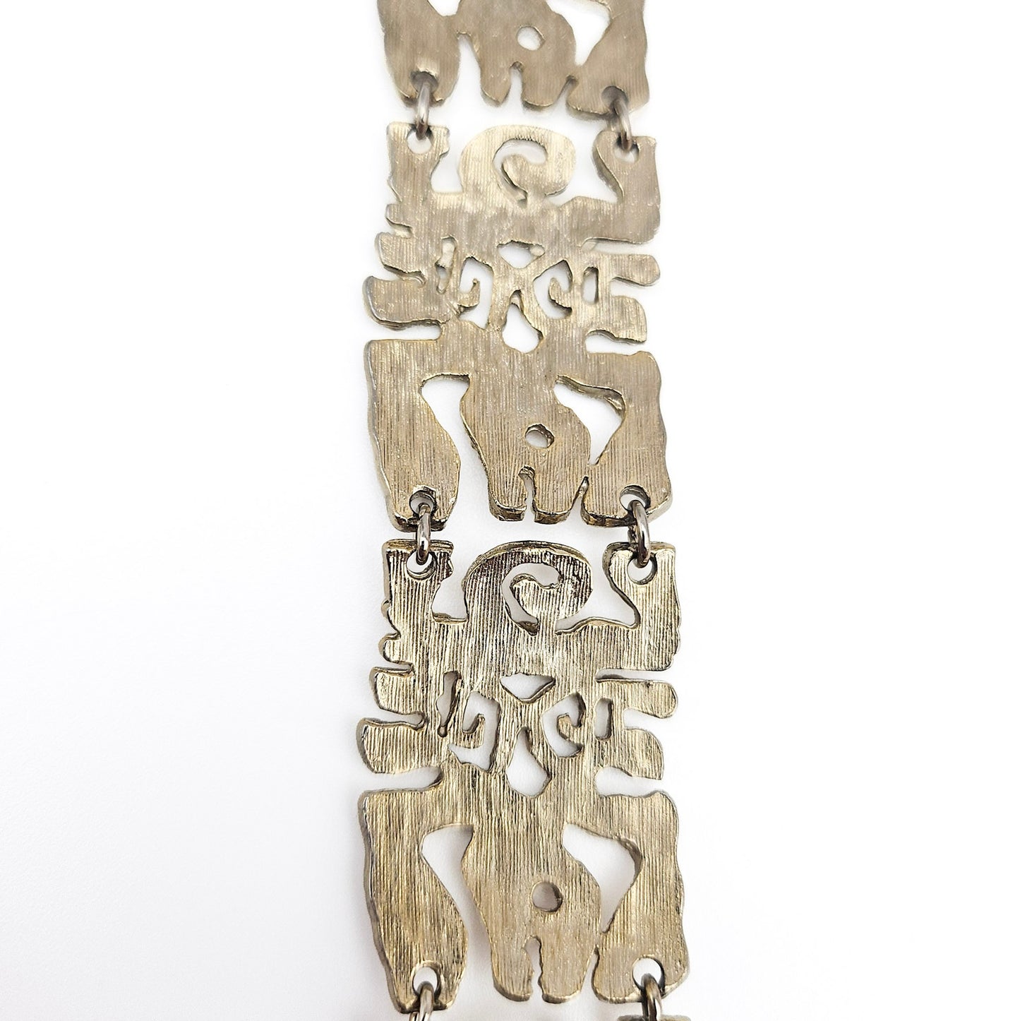 Vintage Brutalist Silver-Tone Bracelet - bracelet detail