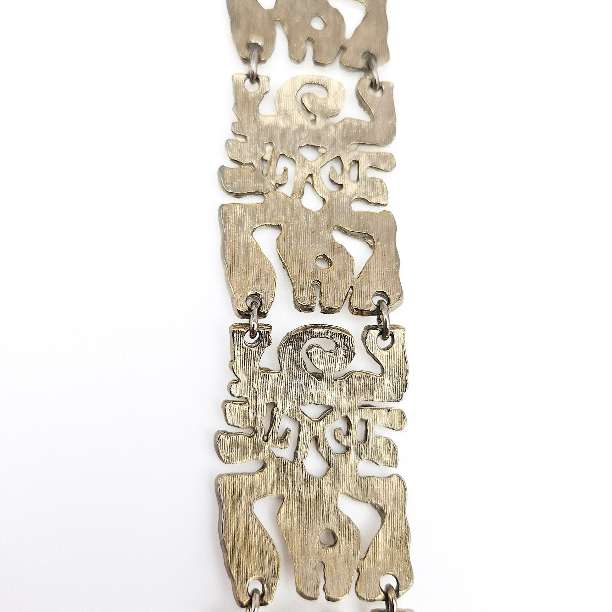 Vintage Brutalist Silver-Tone Bracelet - bracelet detail