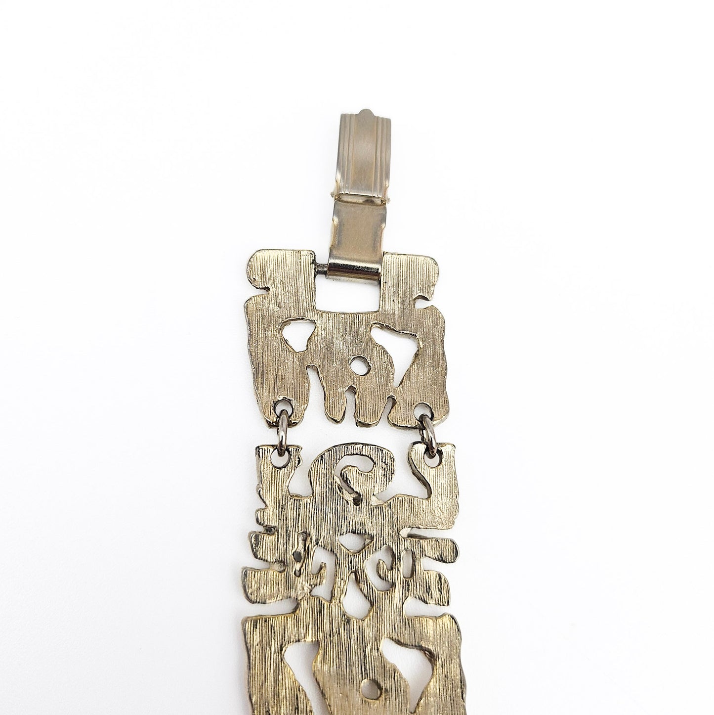 Vintage Brutalist Silver-Tone Bracelet - bracelet detail