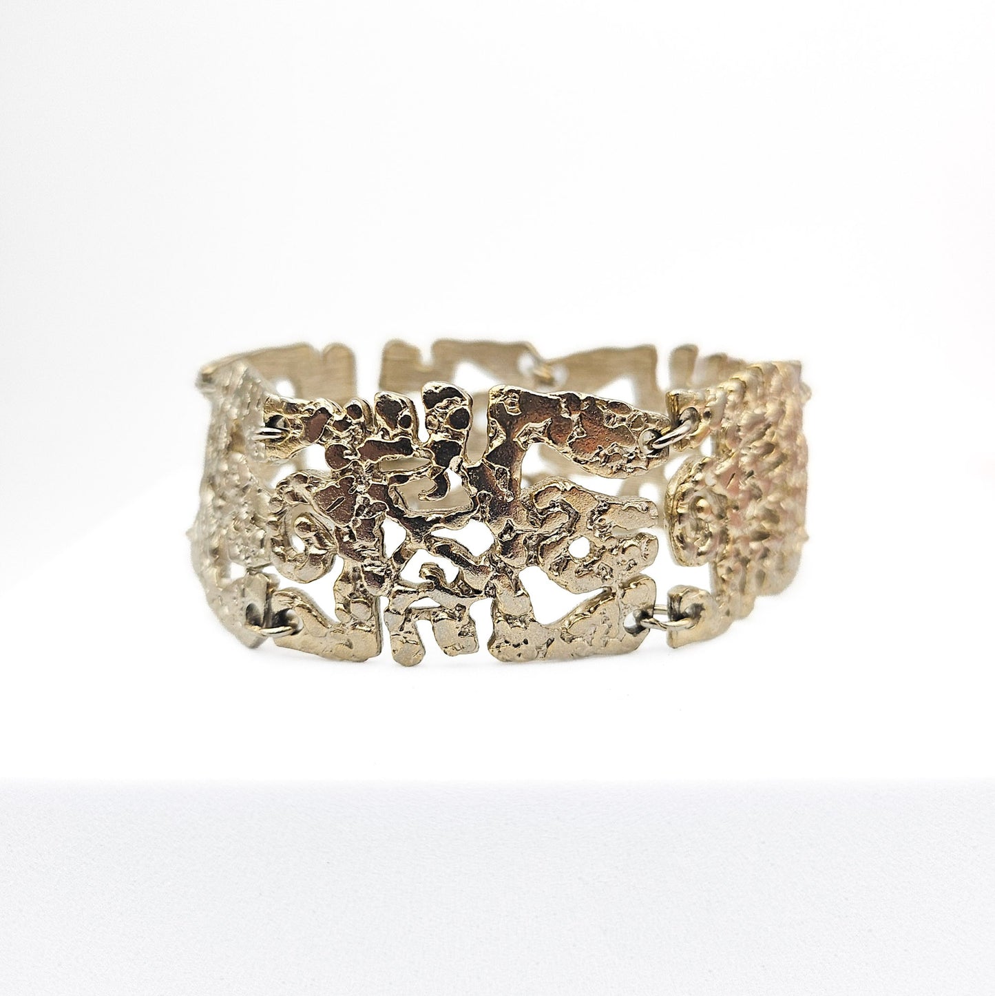 Vintage Brutalist Silver-Tone Bracelet - Mid-Century Modern / Brutalist vintage jewelry