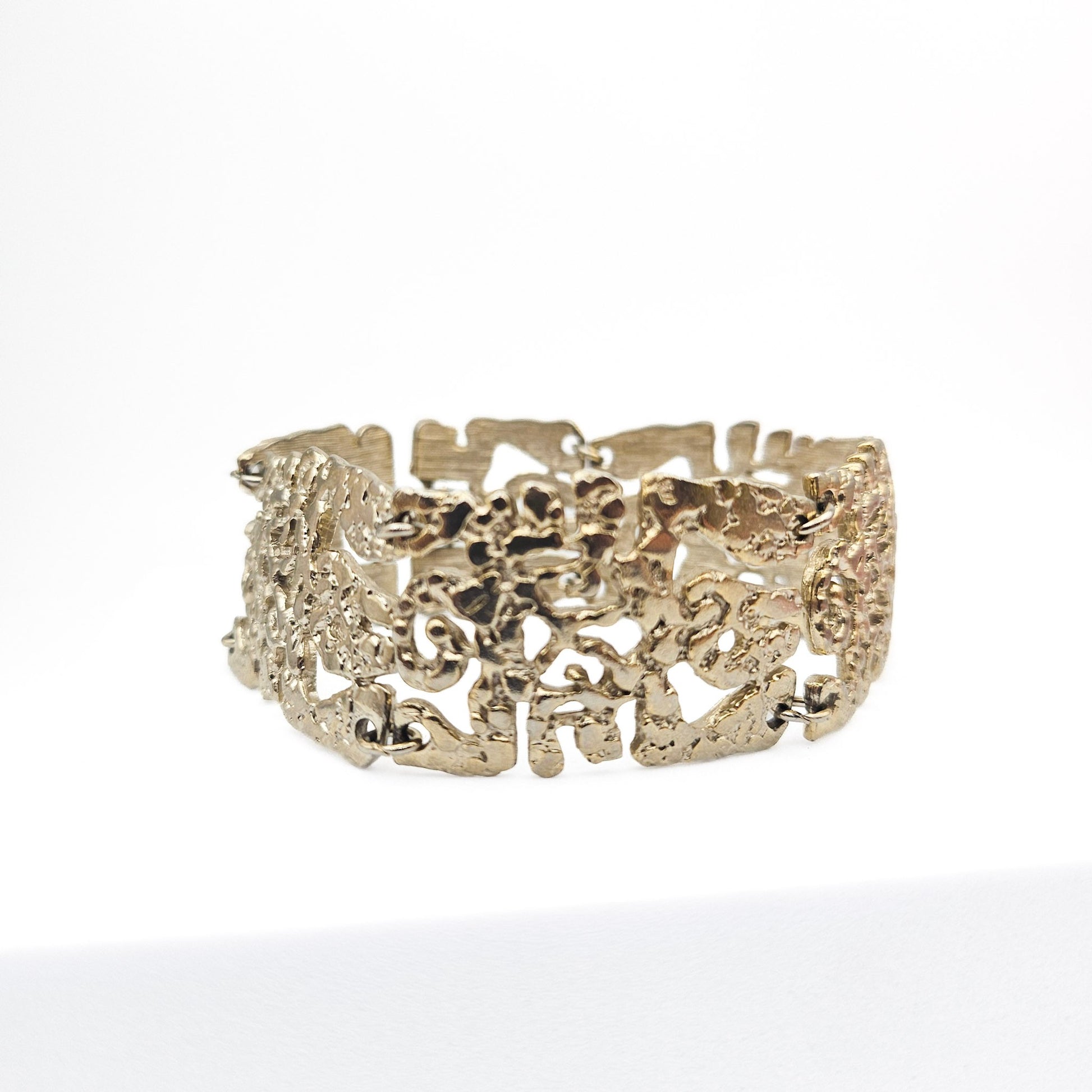 Vintage Brutalist Silver-Tone Bracelet - bracelet detail