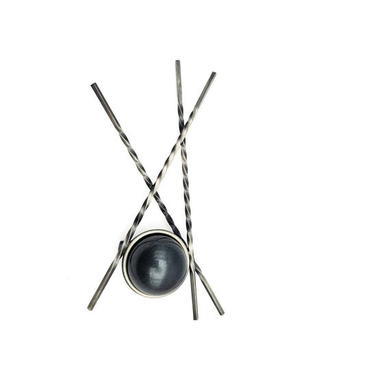 Vintage Brutalist Black Ball Stick Brooch - Mid-Century Modern / Brutalist vintage jewelry