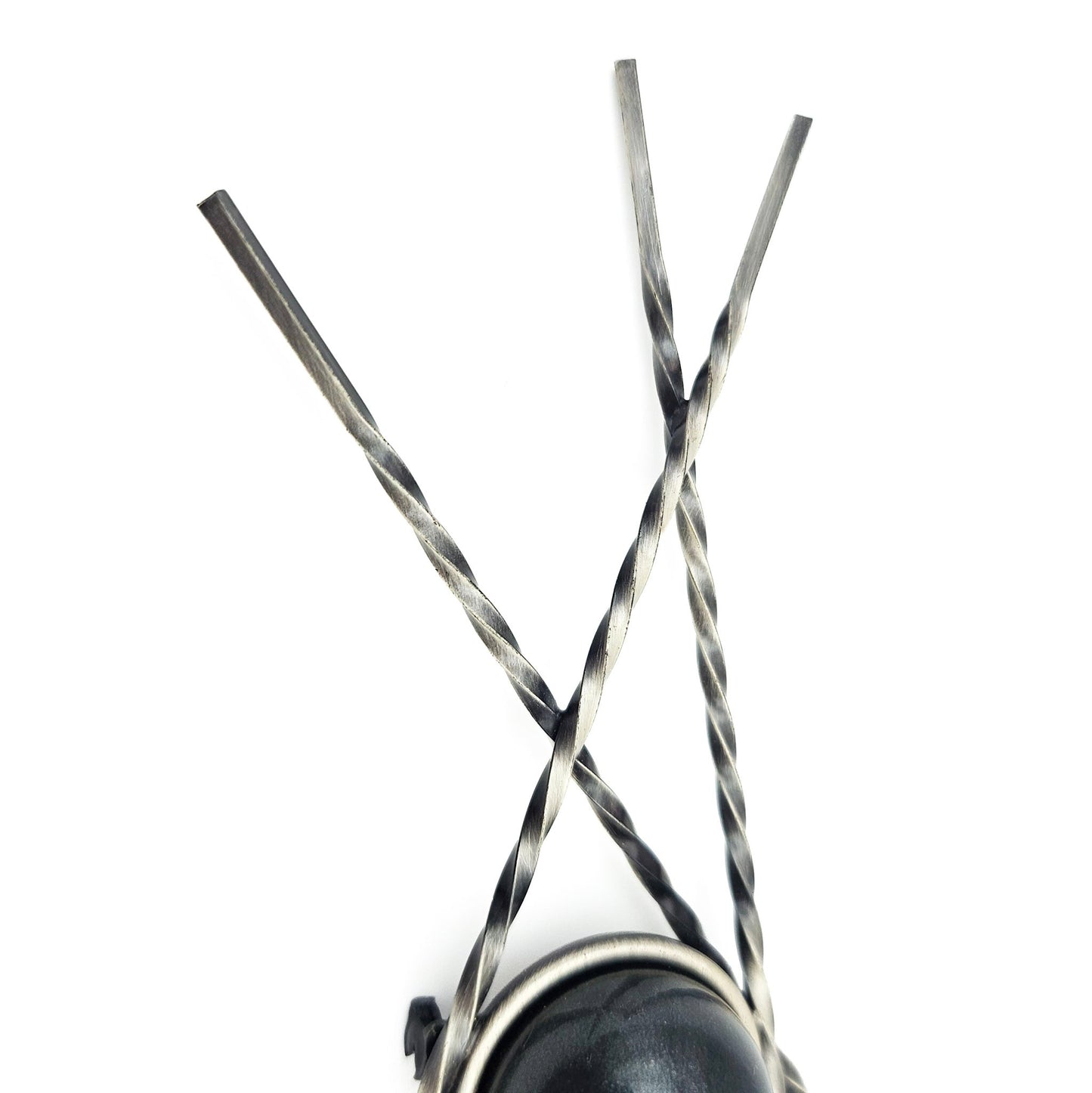 Vintage Brutalist Black Ball Stick Brooch - brooch detail