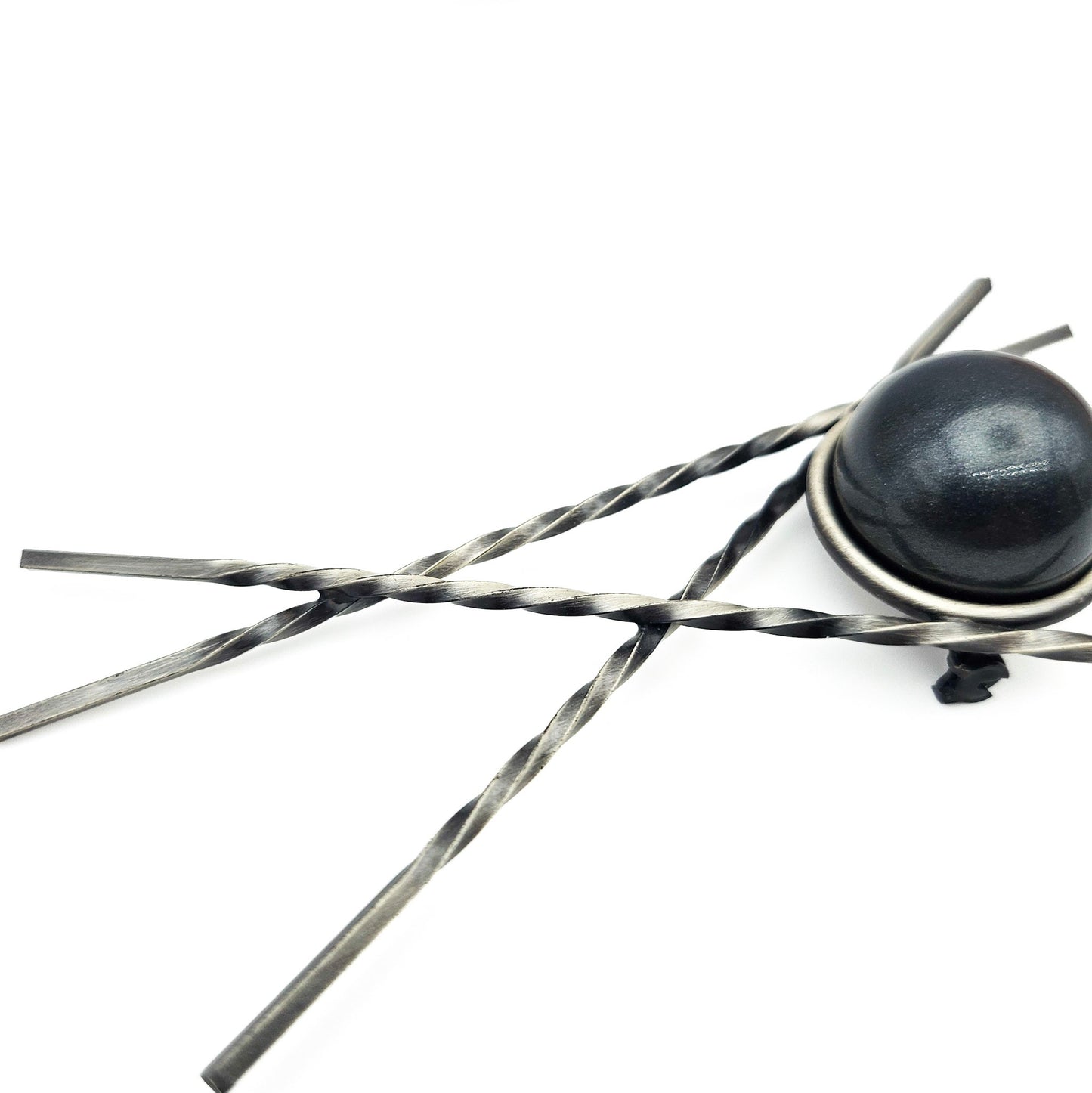 Vintage Brutalist Black Ball Stick Brooch - brooch detail
