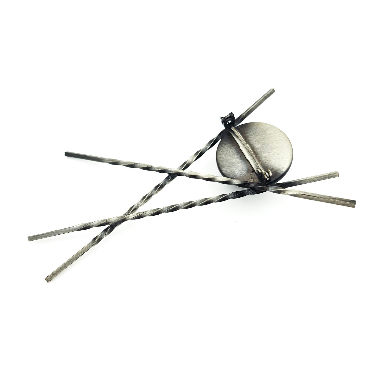 Vintage Brutalist Black Ball Stick Brooch - brooch detail