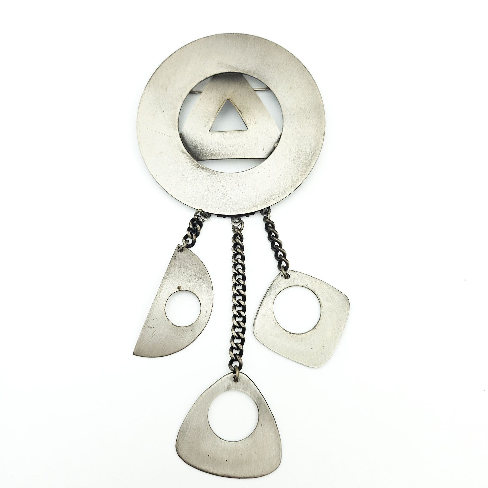 Vintage Brutalist Three-Dangle Brooch - Mid-Century Modern / Brutalist vintage jewelry
