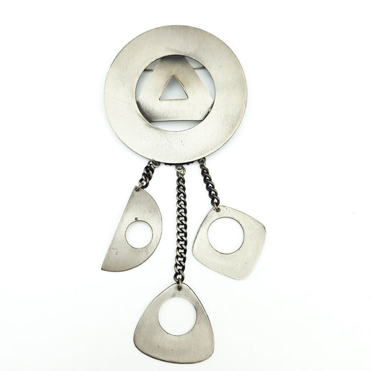 Vintage Brutalist Three-Dangle Brooch - Mid-Century Modern / Brutalist vintage jewelry
