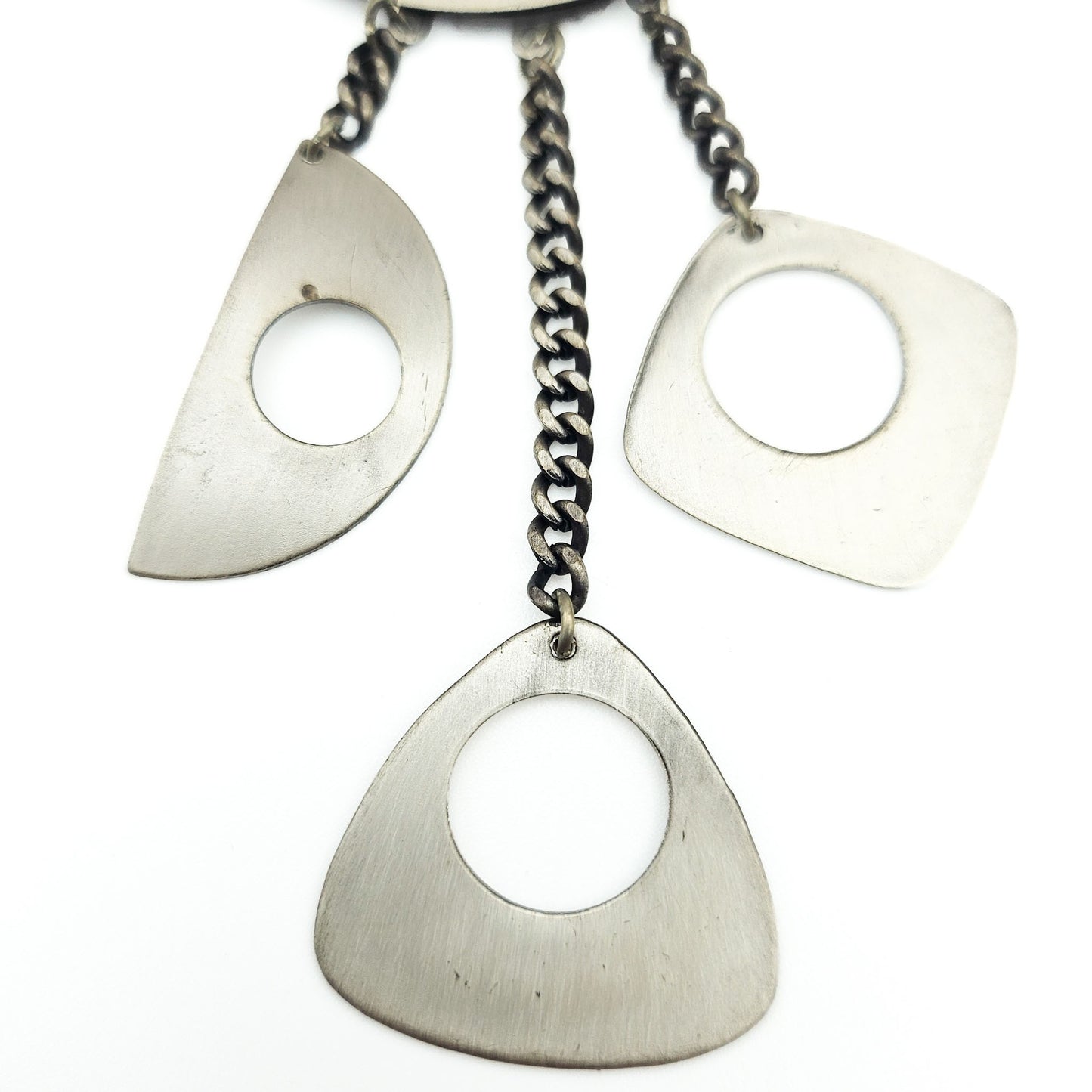 Vintage Brutalist Three-Dangle Brooch - brooch detail