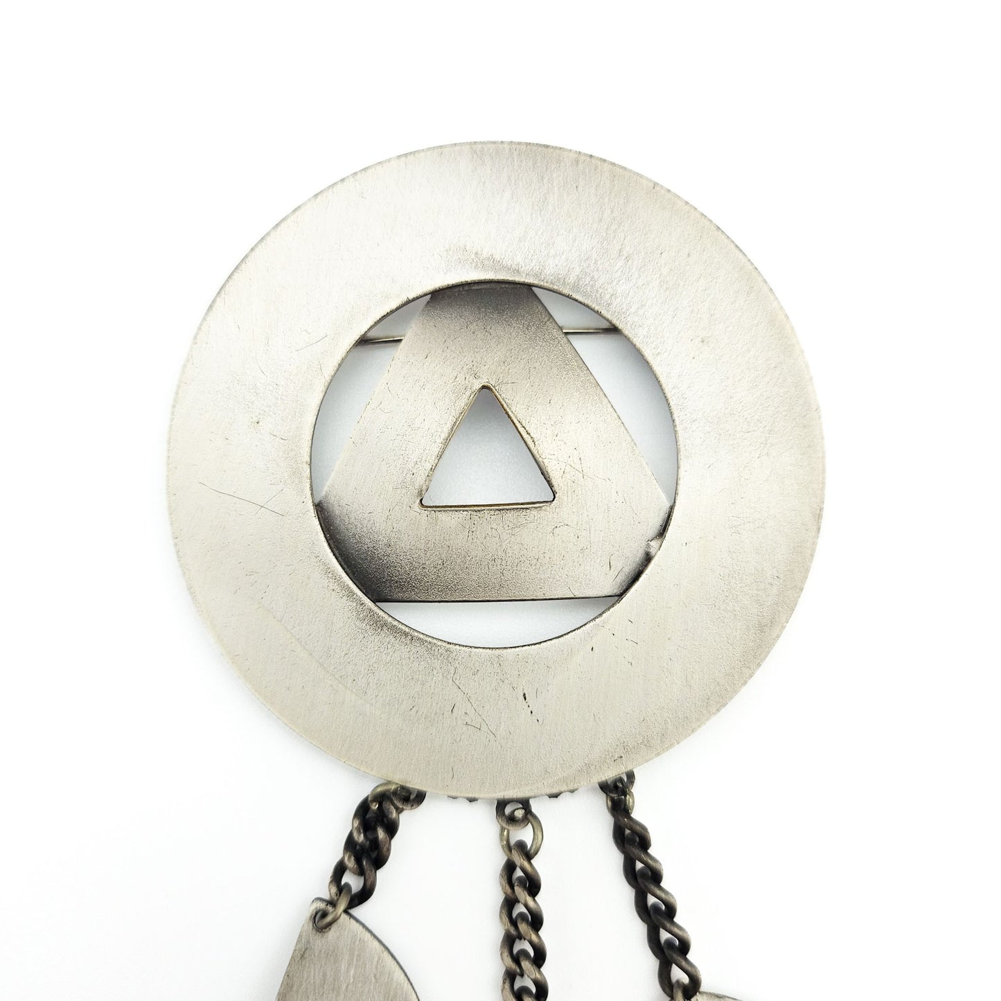 Vintage Brutalist Three-Dangle Brooch - brooch detail