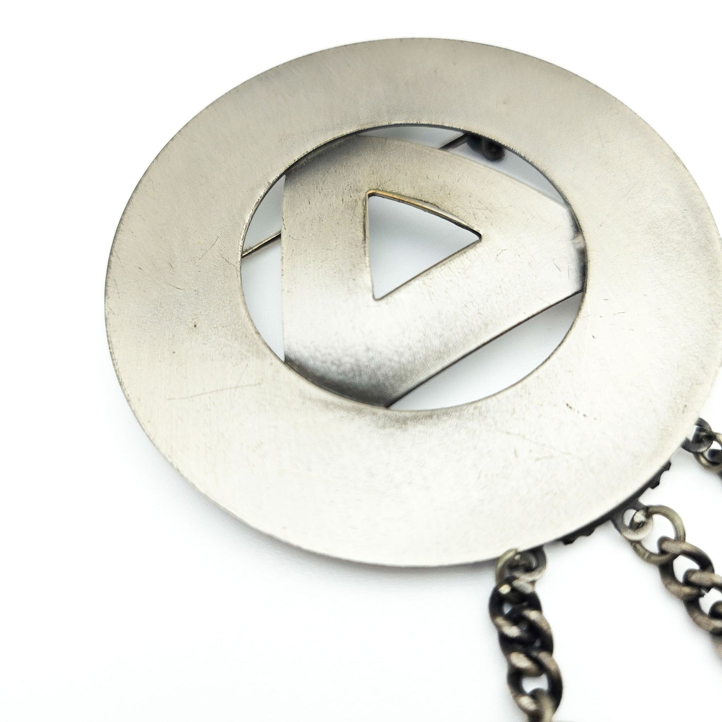 Vintage Brutalist Three-Dangle Brooch - brooch detail