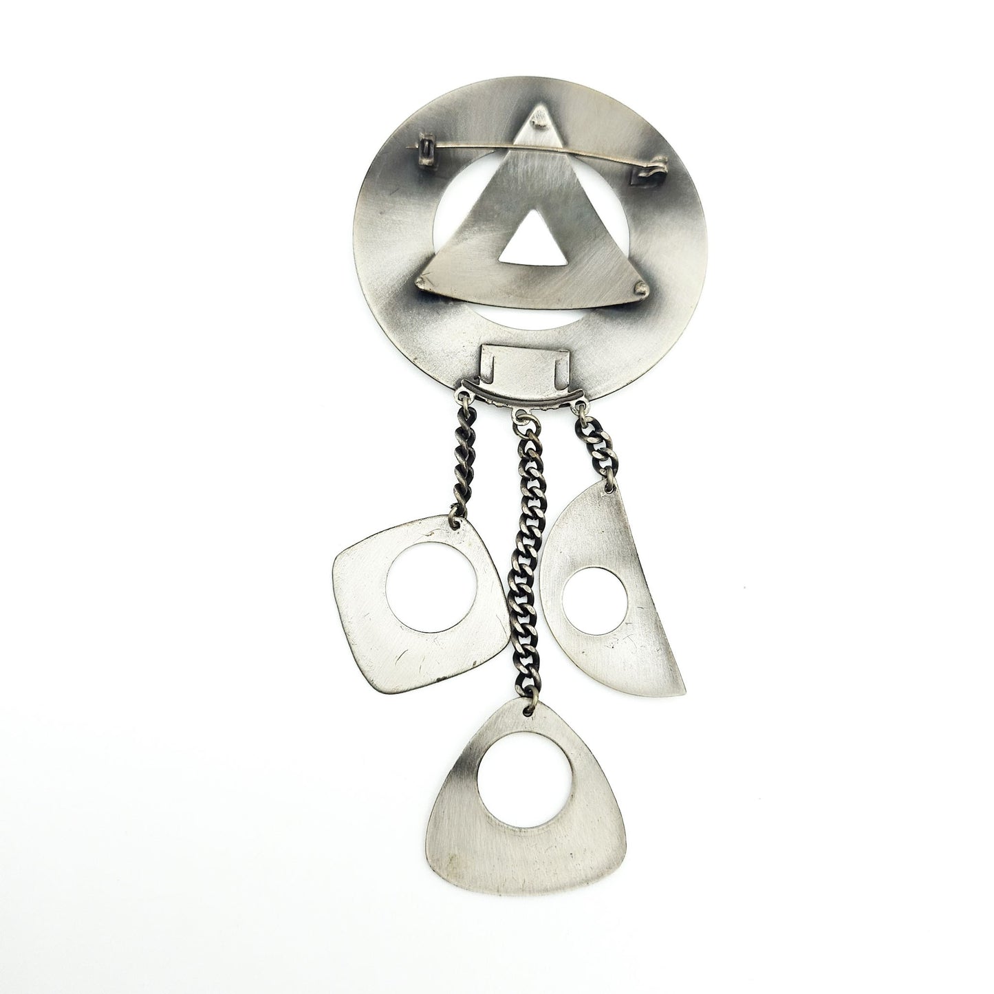 Vintage Brutalist Three-Dangle Brooch - brooch detail