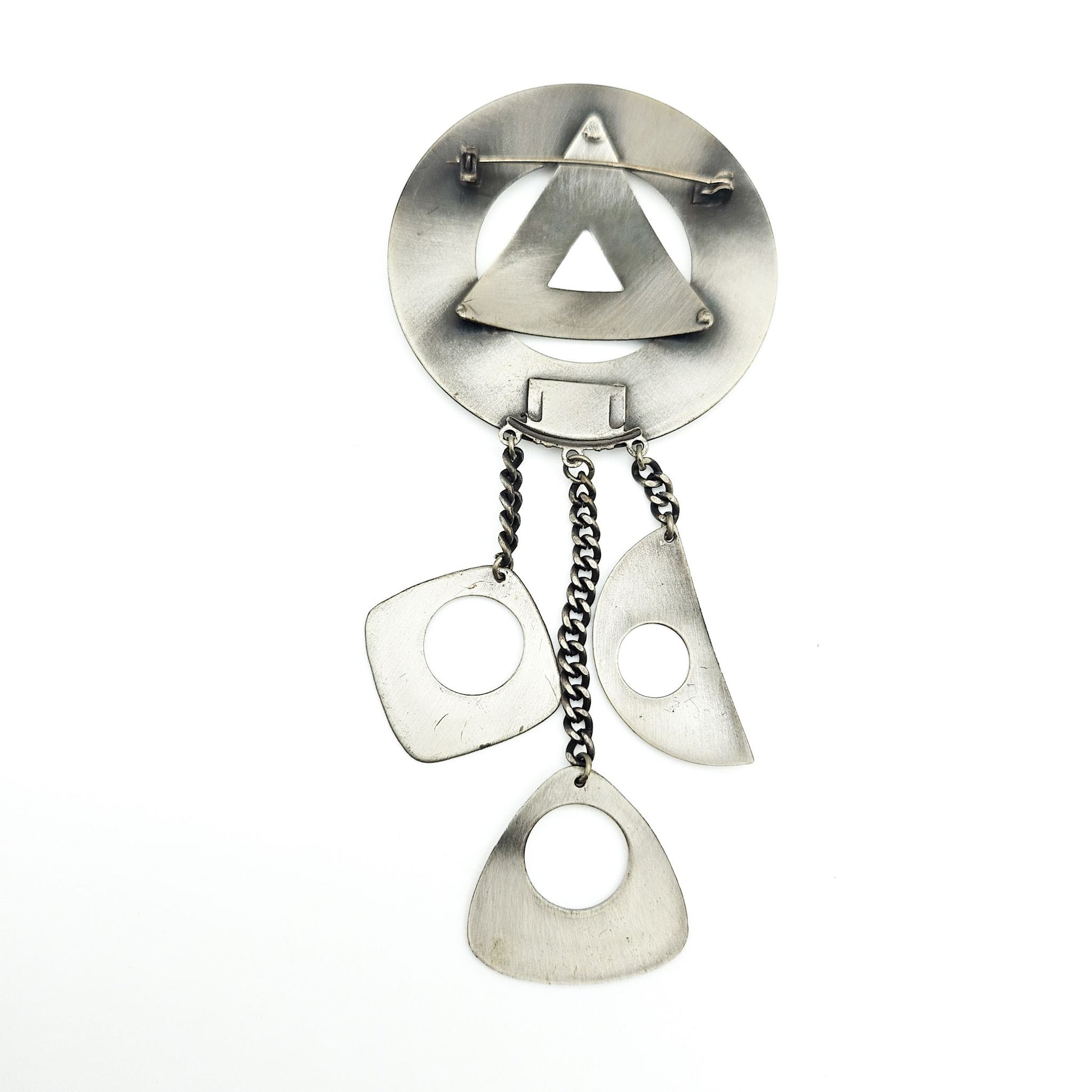 Vintage Brutalist Three-Dangle Brooch - brooch detail