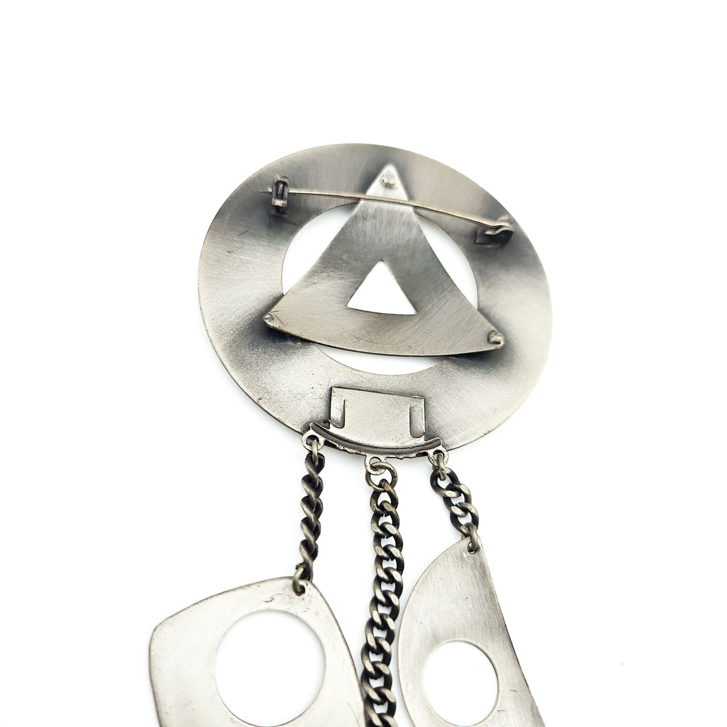 Vintage Brutalist Three-Dangle Brooch - brooch detail