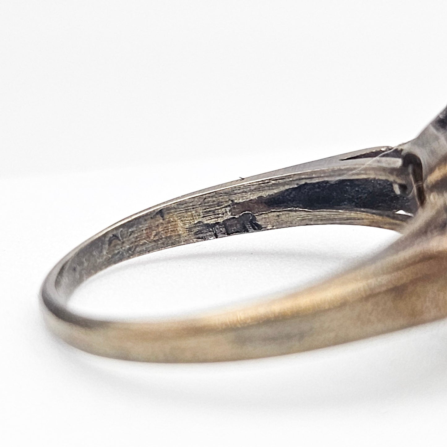 Sterling Silver Citrine Statement Ring | Art Deco Revival Estate Jewelry