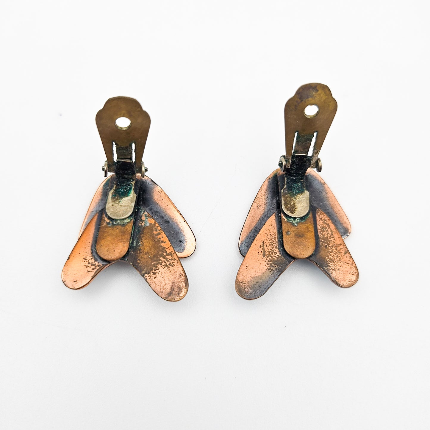 Signed Renoir Matisse Teal Enamel Earrings | Mid-Century Copper Jewelry