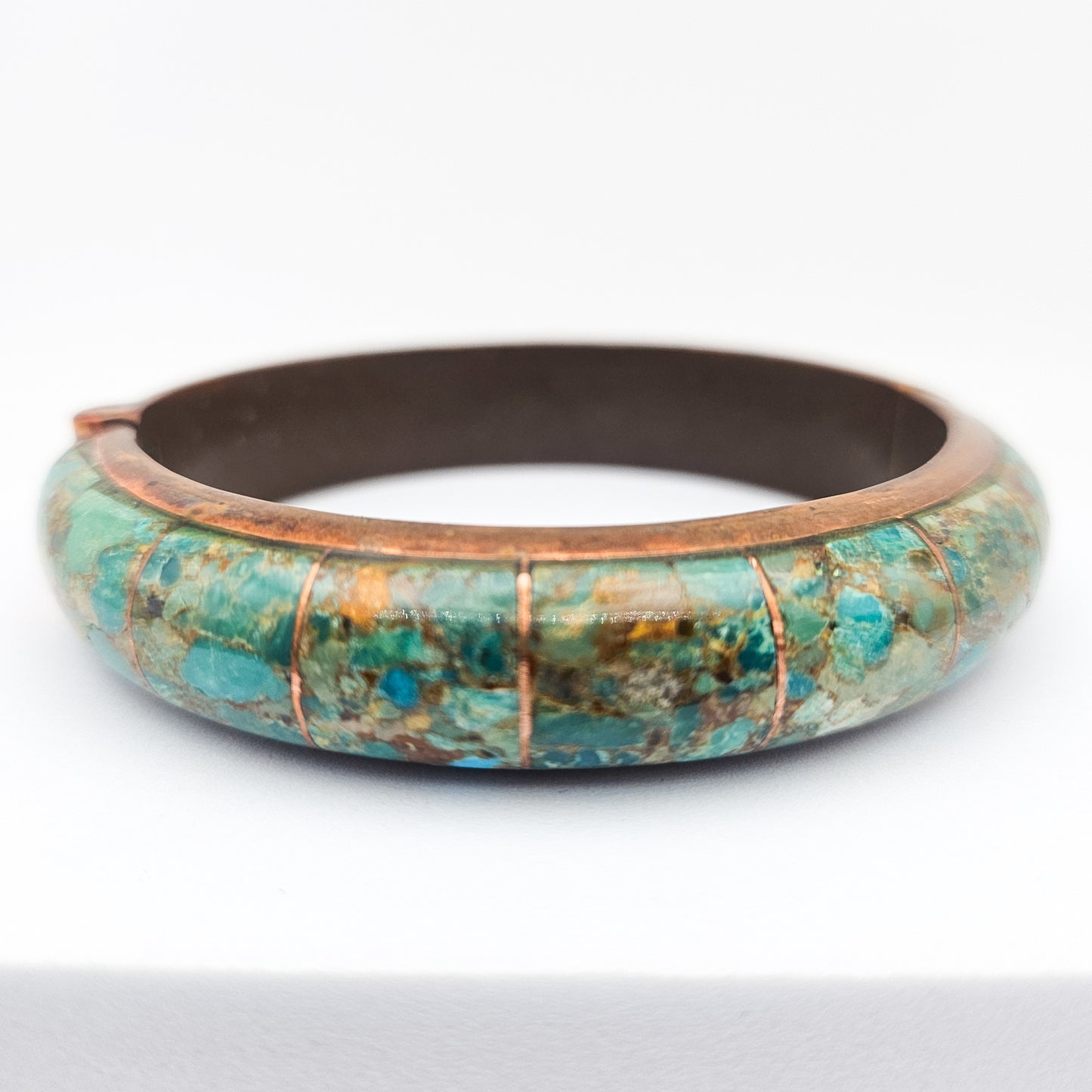 Jay King Signed Turquoise & Copper Cuff Bracelet | Artisan Estate Jewelry