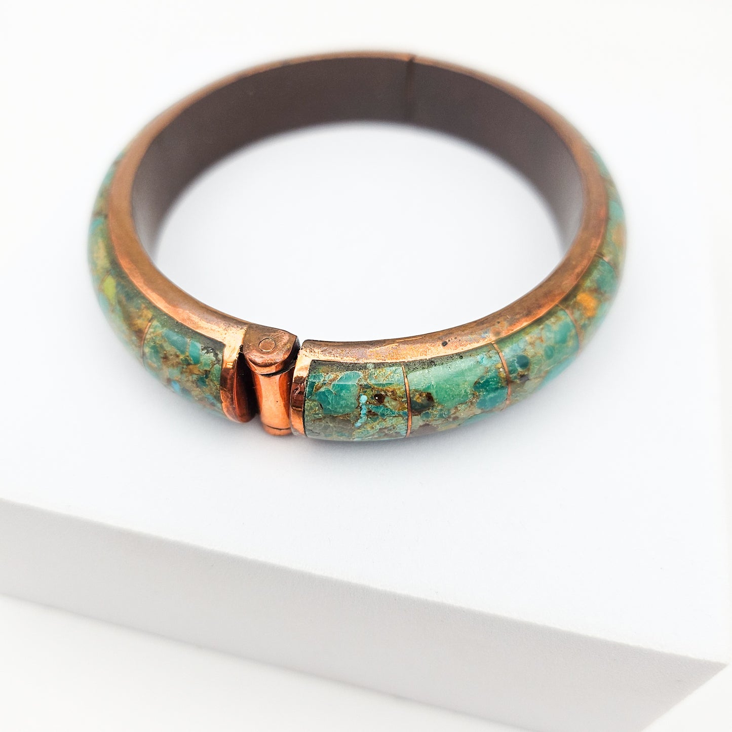 Jay King Signed Turquoise & Copper Cuff Bracelet | Artisan Estate Jewelry