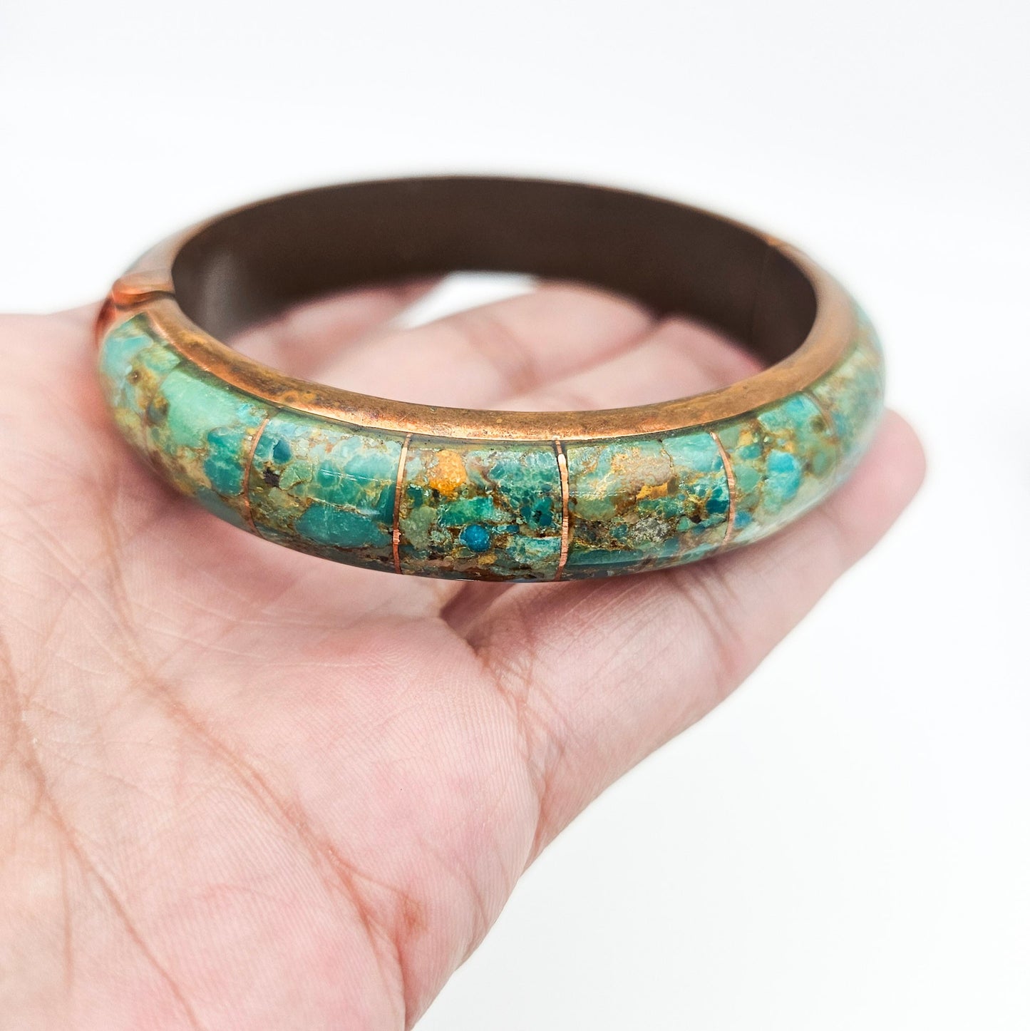 Jay King Signed Turquoise & Copper Cuff Bracelet | Artisan Estate Jewelry