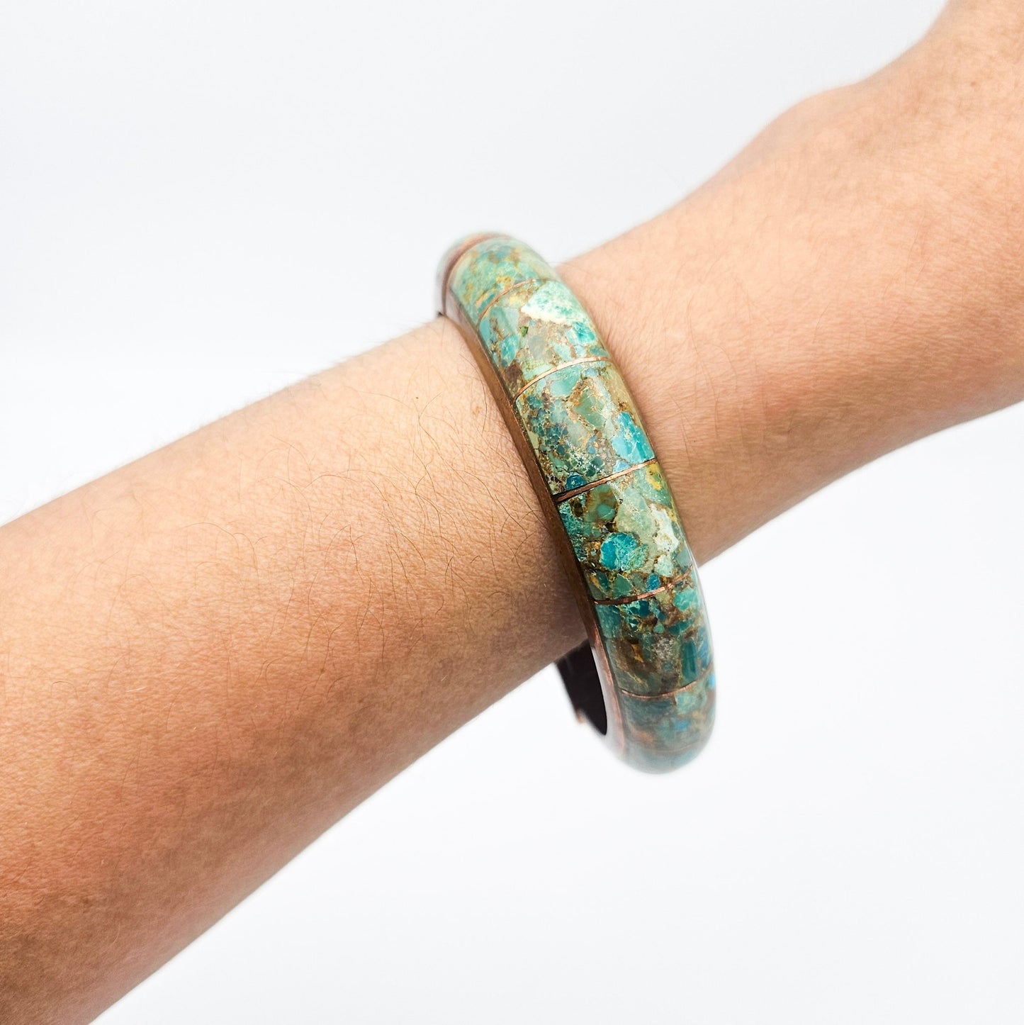 Jay King Signed Turquoise & Copper Cuff Bracelet | Artisan Estate Jewelry