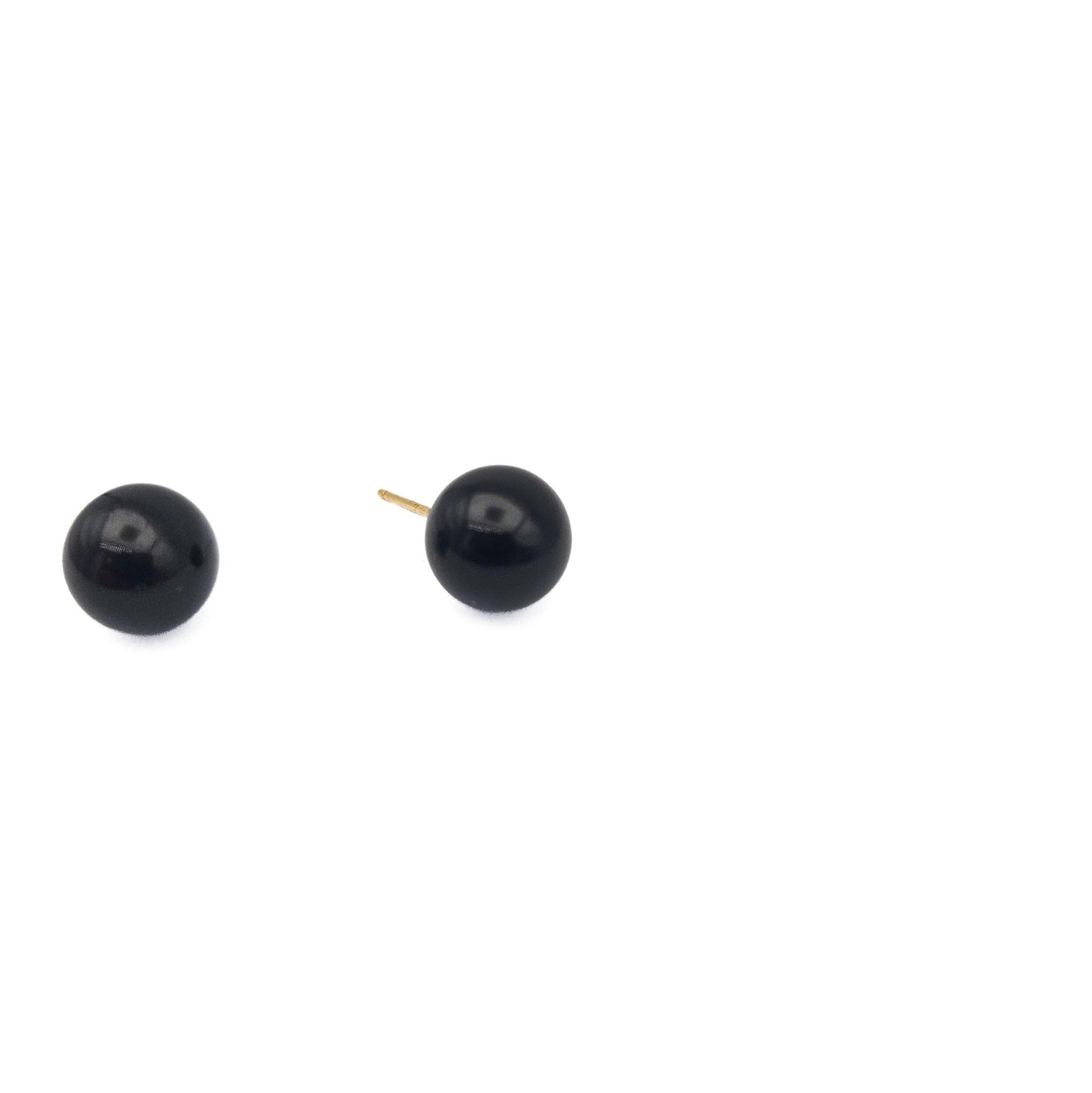 14k Gold Post Black Onyx Stud Earrings | Estate Jewelry