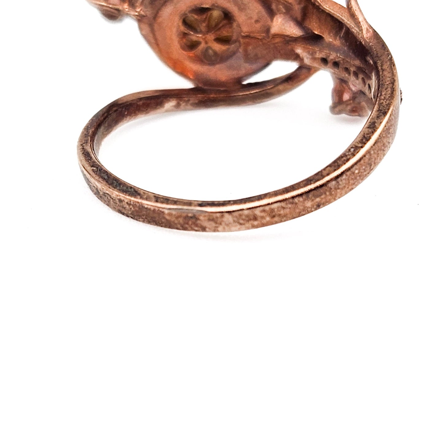 Sterling Silver Floral Spray Ring with Pearl & Pink Stones | Mid-Century