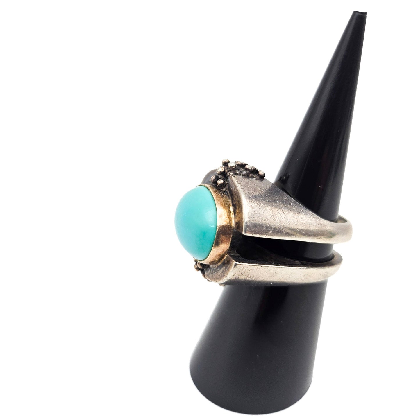 Large Turquoise-Color Modernist Statement Ring | Size 6.25