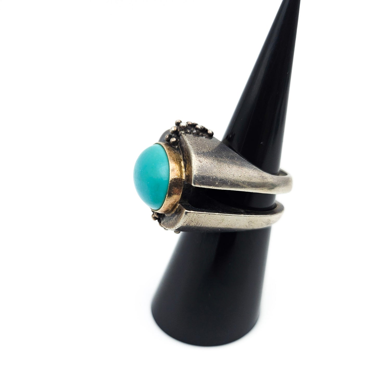 Large Turquoise-Color Modernist Statement Ring | Size 6.25