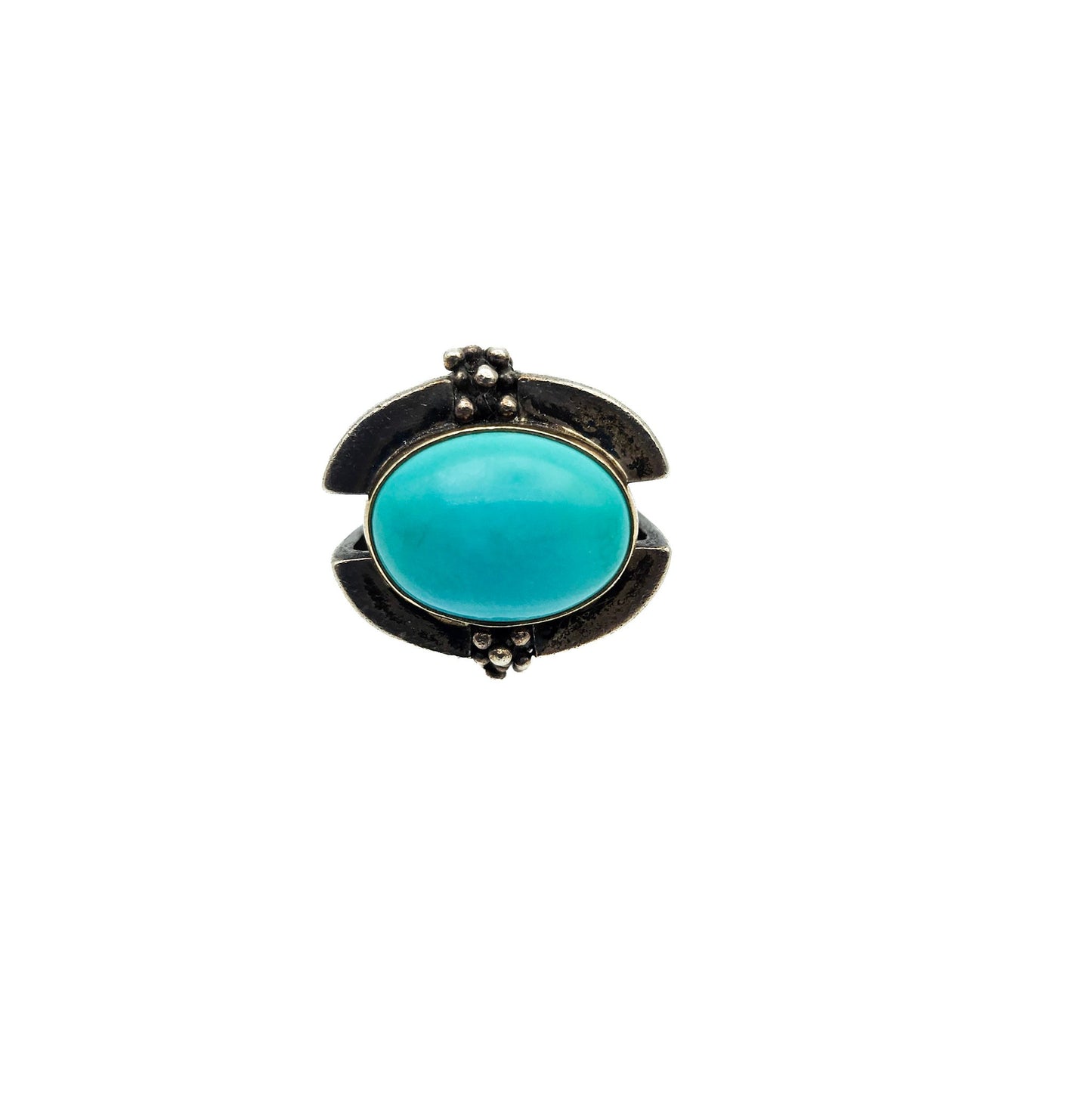 Large Turquoise-Color Modernist Statement Ring | Size 6.25