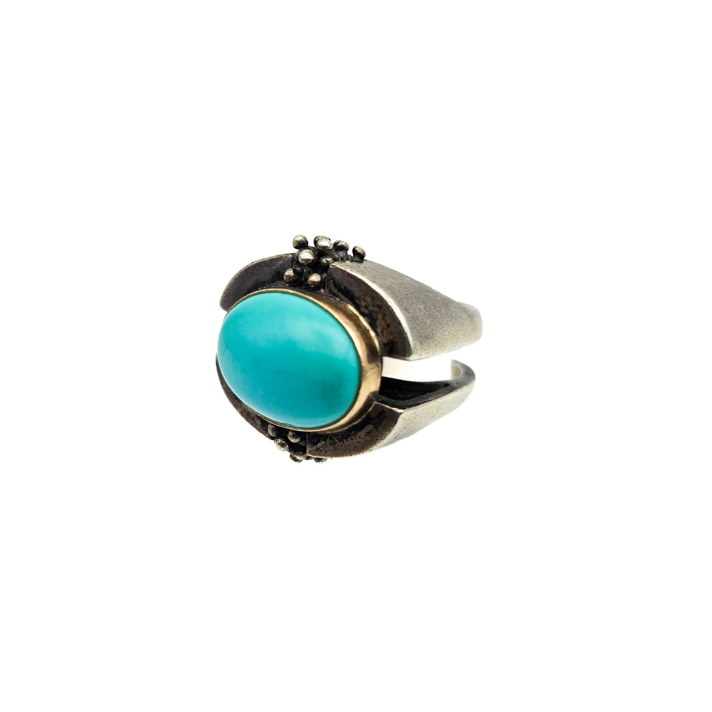 Large Turquoise-Color Modernist Statement Ring | Size 6.25