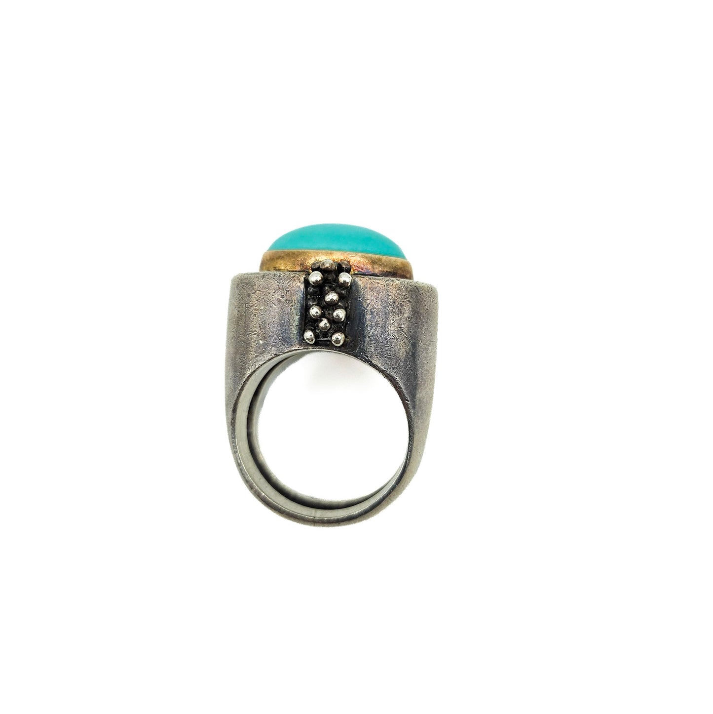 Large Turquoise-Color Modernist Statement Ring | Size 6.25