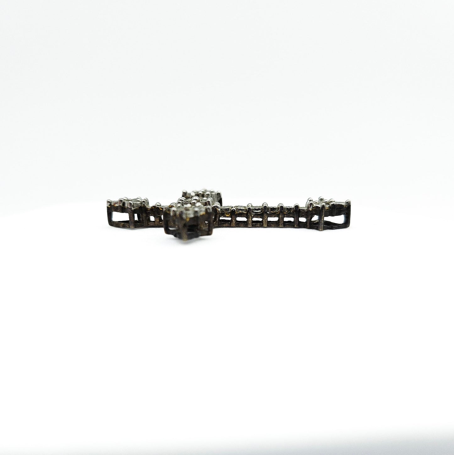 Sterling Silver Diamond Cross Pendant | Ornate Estate Religious Jewelry