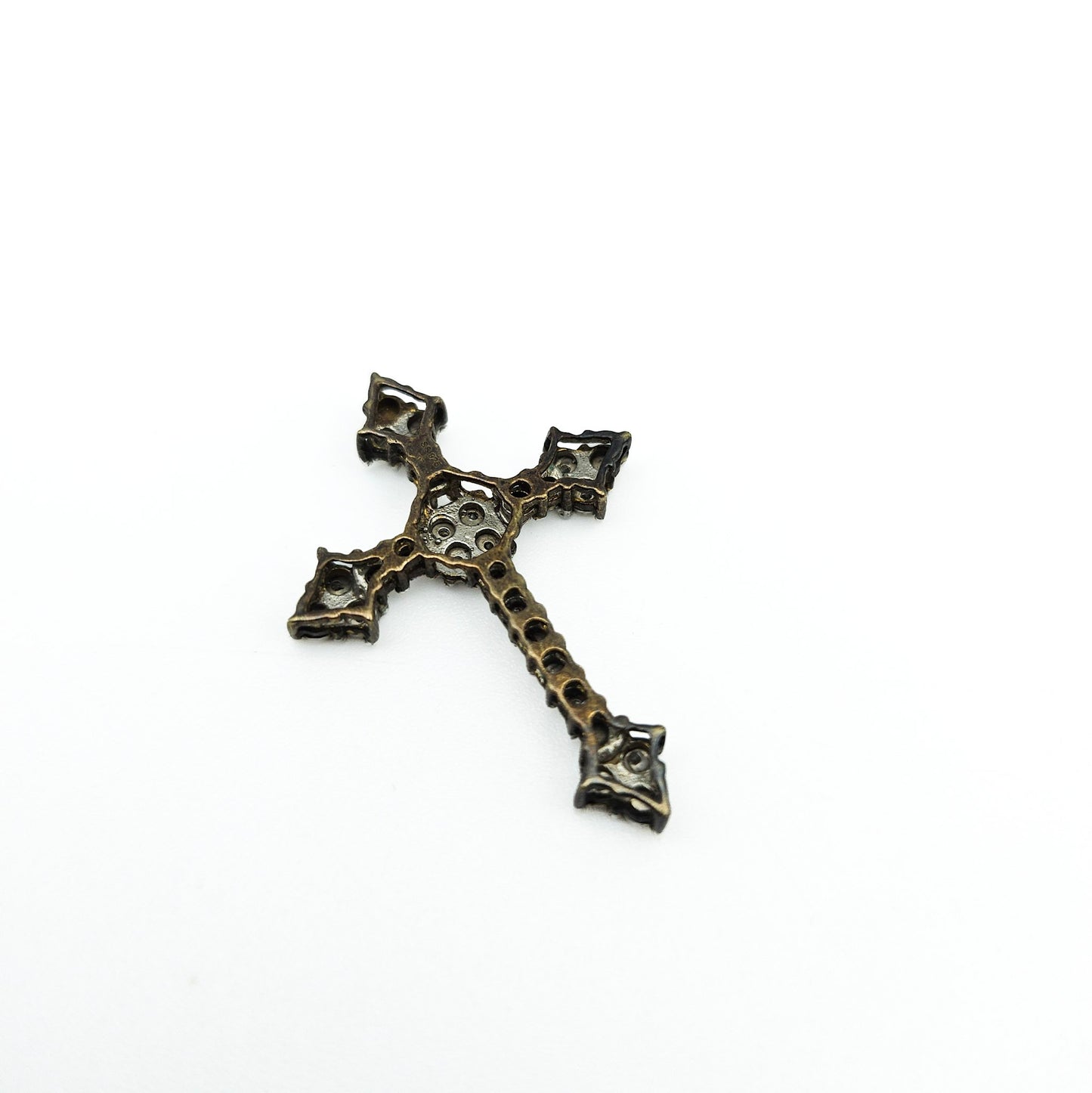 Sterling Silver Diamond Cross Pendant | Ornate Estate Religious Jewelry
