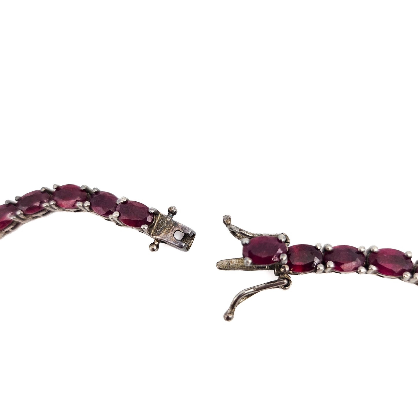 Sterling Silver Ruby-Red Tennis Necklace, 18 Inch