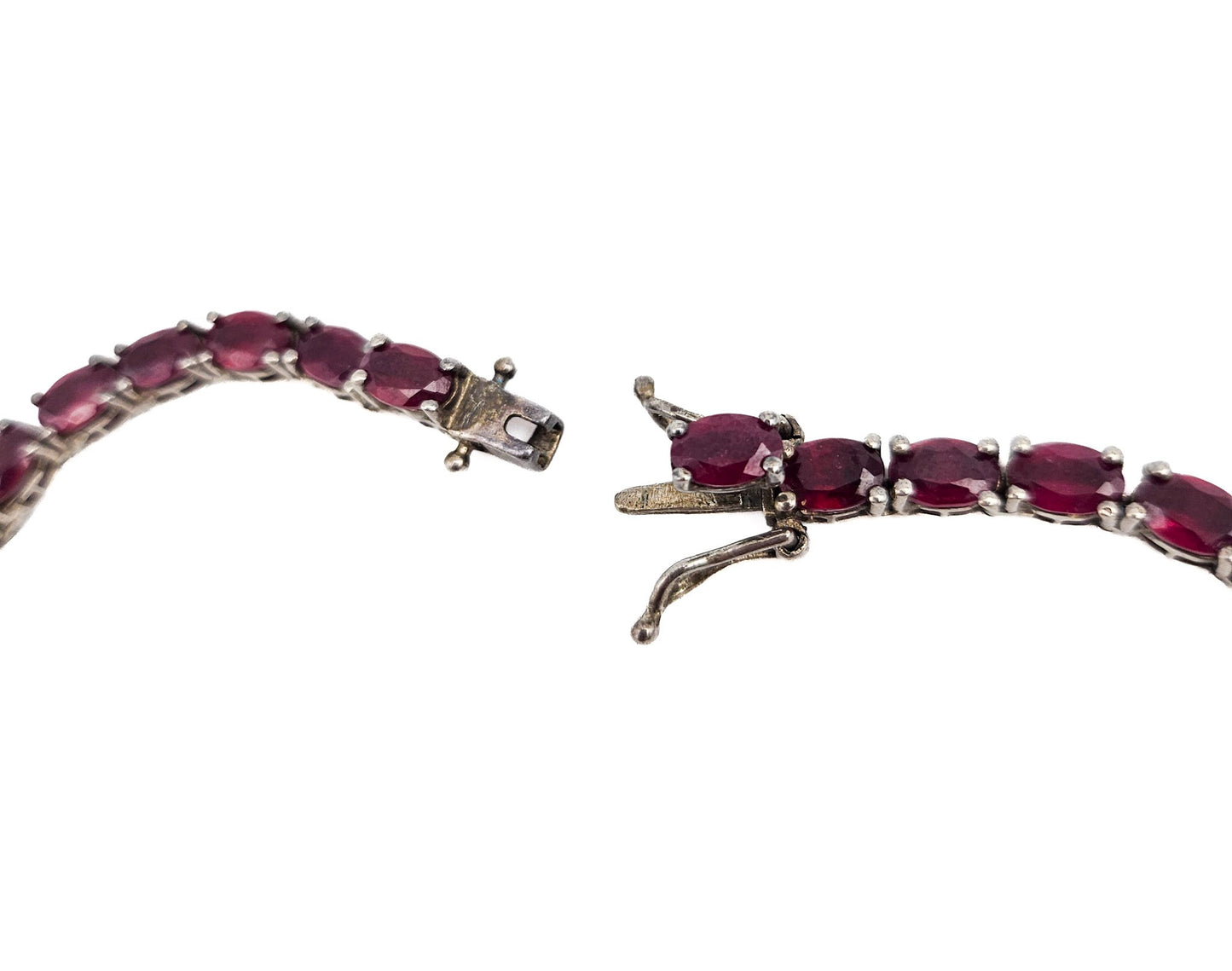 Sterling Silver Ruby-Red Tennis Necklace, 18 Inch