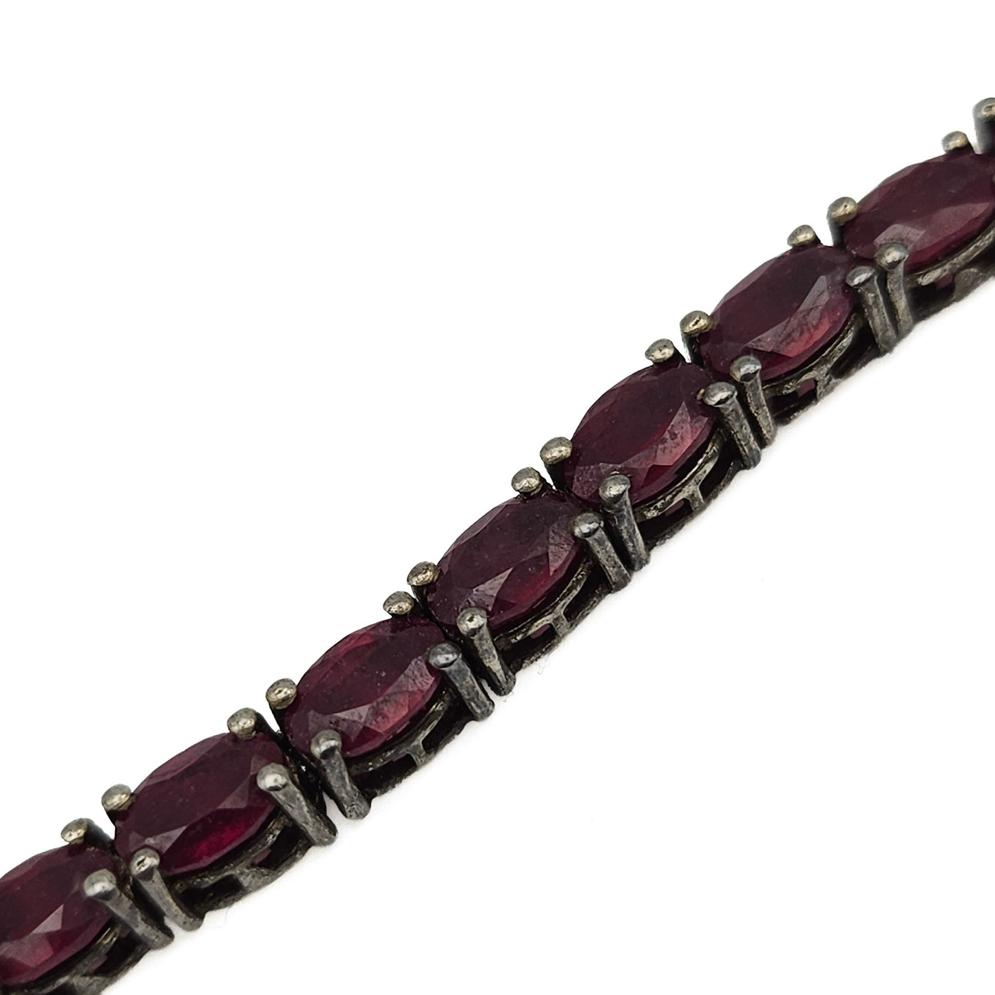 Sterling Silver Ruby-Red Tennis Necklace, 18 Inch