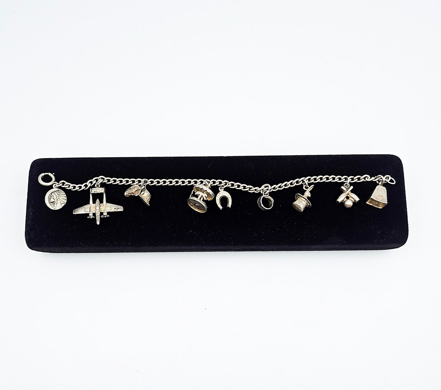 Vintage Charm Bracelet with Sterling Silver Charms | Travel & Novelty Jewelry