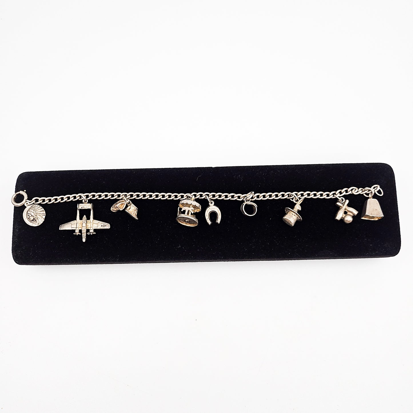Vintage Charm Bracelet with Sterling Silver Charms | Travel & Novelty Jewelry