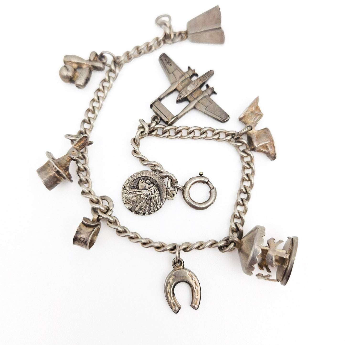 Vintage Charm Bracelet with Sterling Silver Charms | Travel & Novelty Jewelry