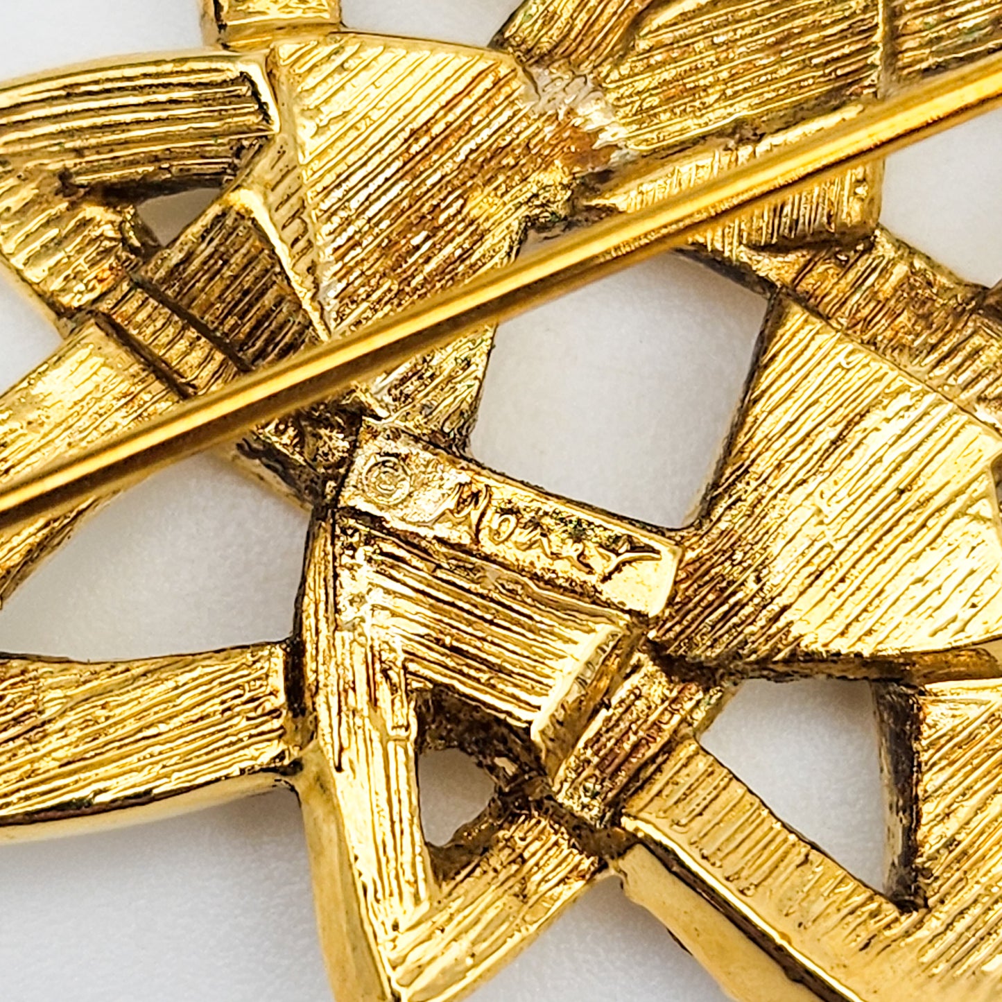 Signed Monet Double Star Rhinestone Brooch | Gold-Tone Vintage Jewelry
