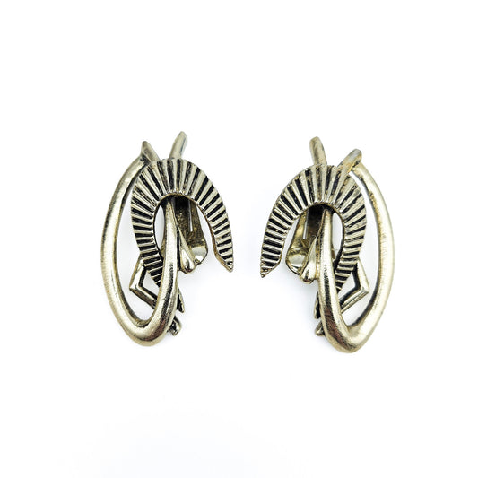 Signed Selini Gold-Tone Boomerang Earrings | Mid-Century Modernist Jewelry