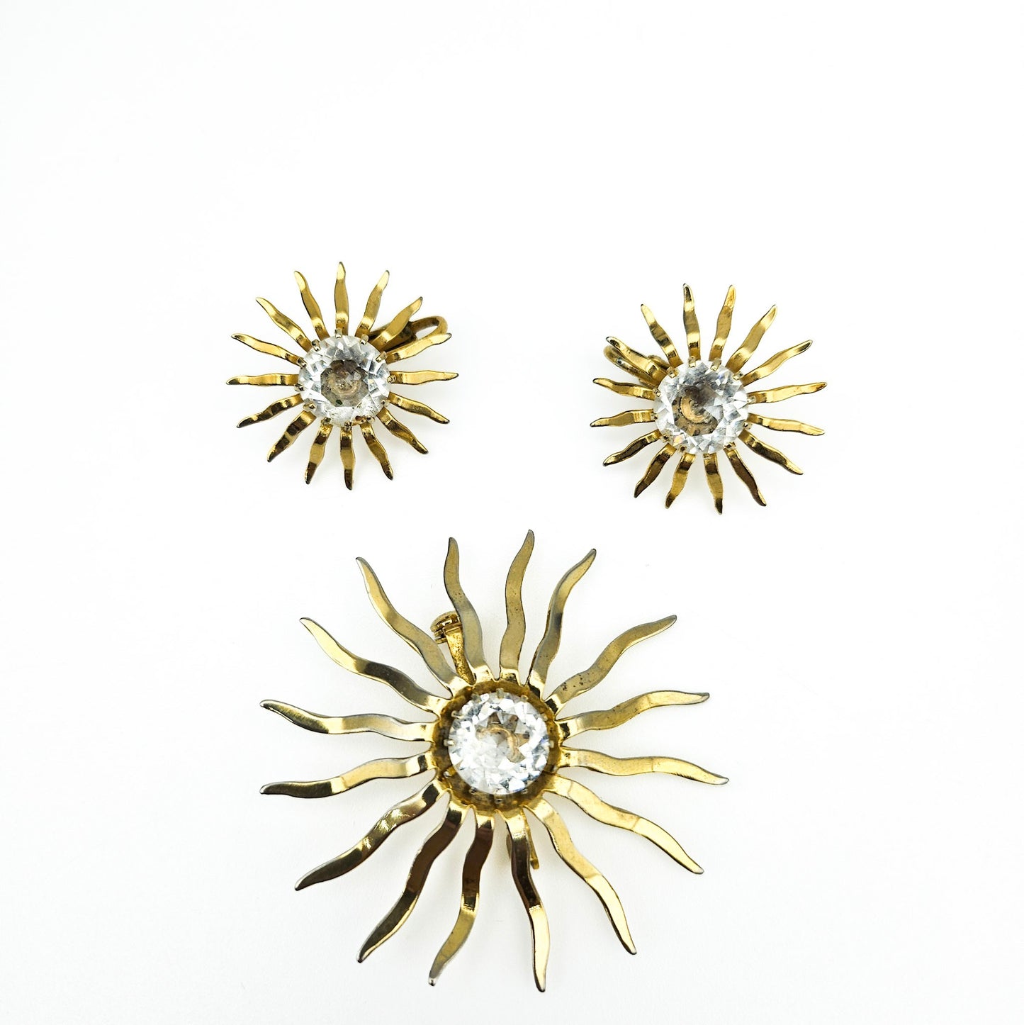 Sarah Coventry Starburst Brooch & Earrings Set | Signed Mid-Century Jewelry