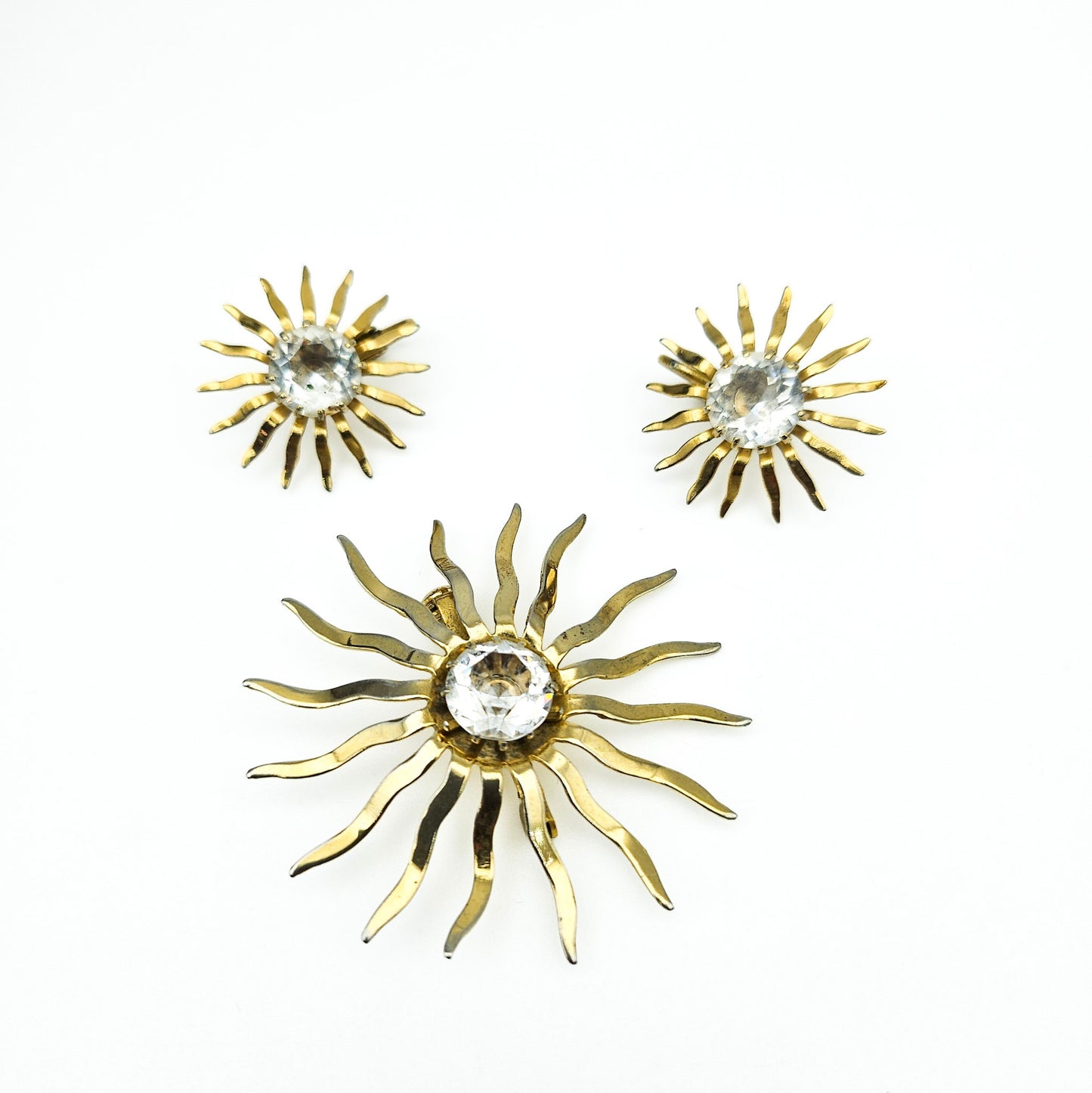 Sarah Coventry Starburst Brooch & Earrings Set | Signed Mid-Century Jewelry